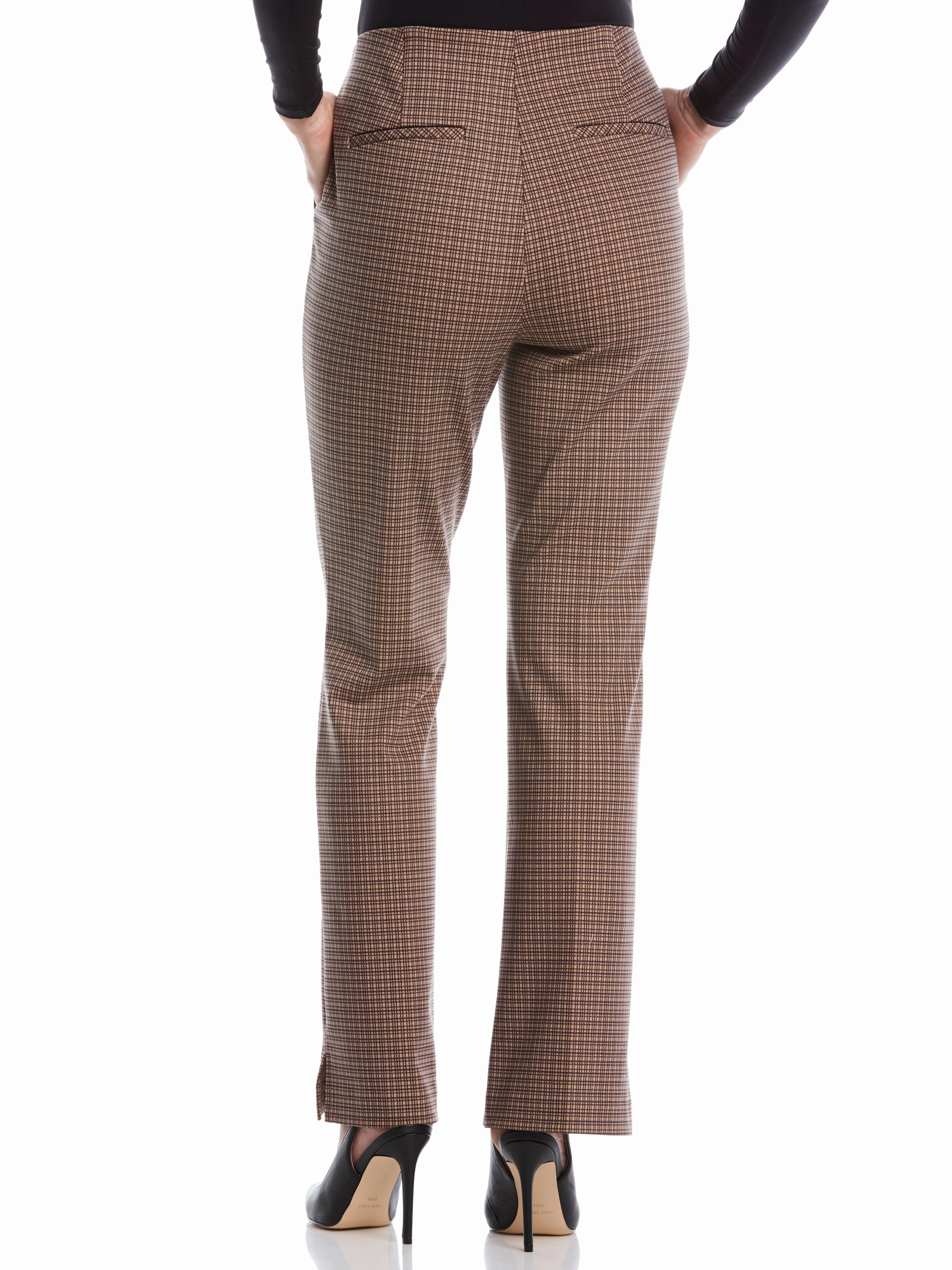 Cozy Vibe Plaid Print Ponte Bootcut Pant