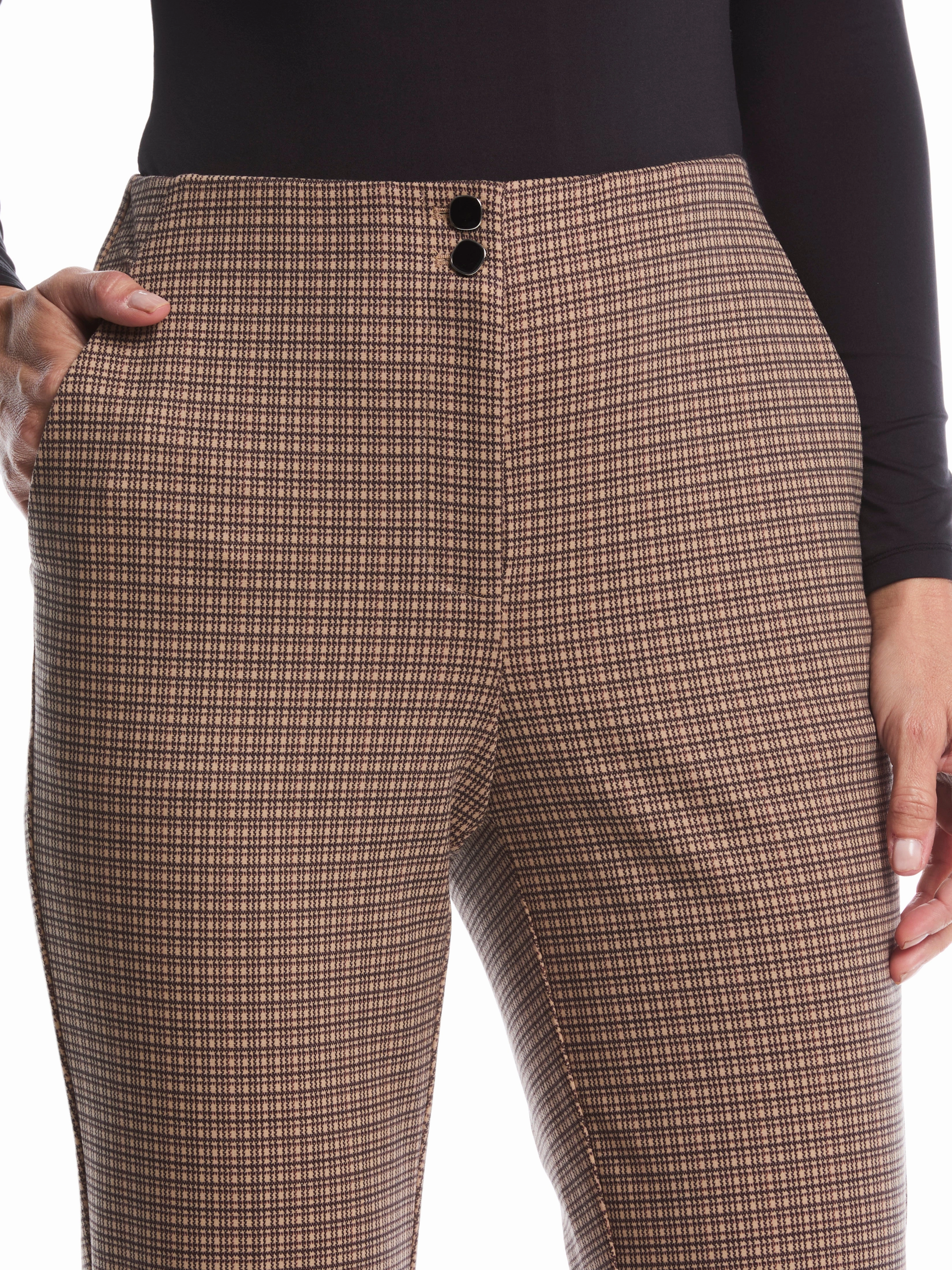 Plaid Print Ponte Bootcut Pant Fashion Layers Quick Dry Wear