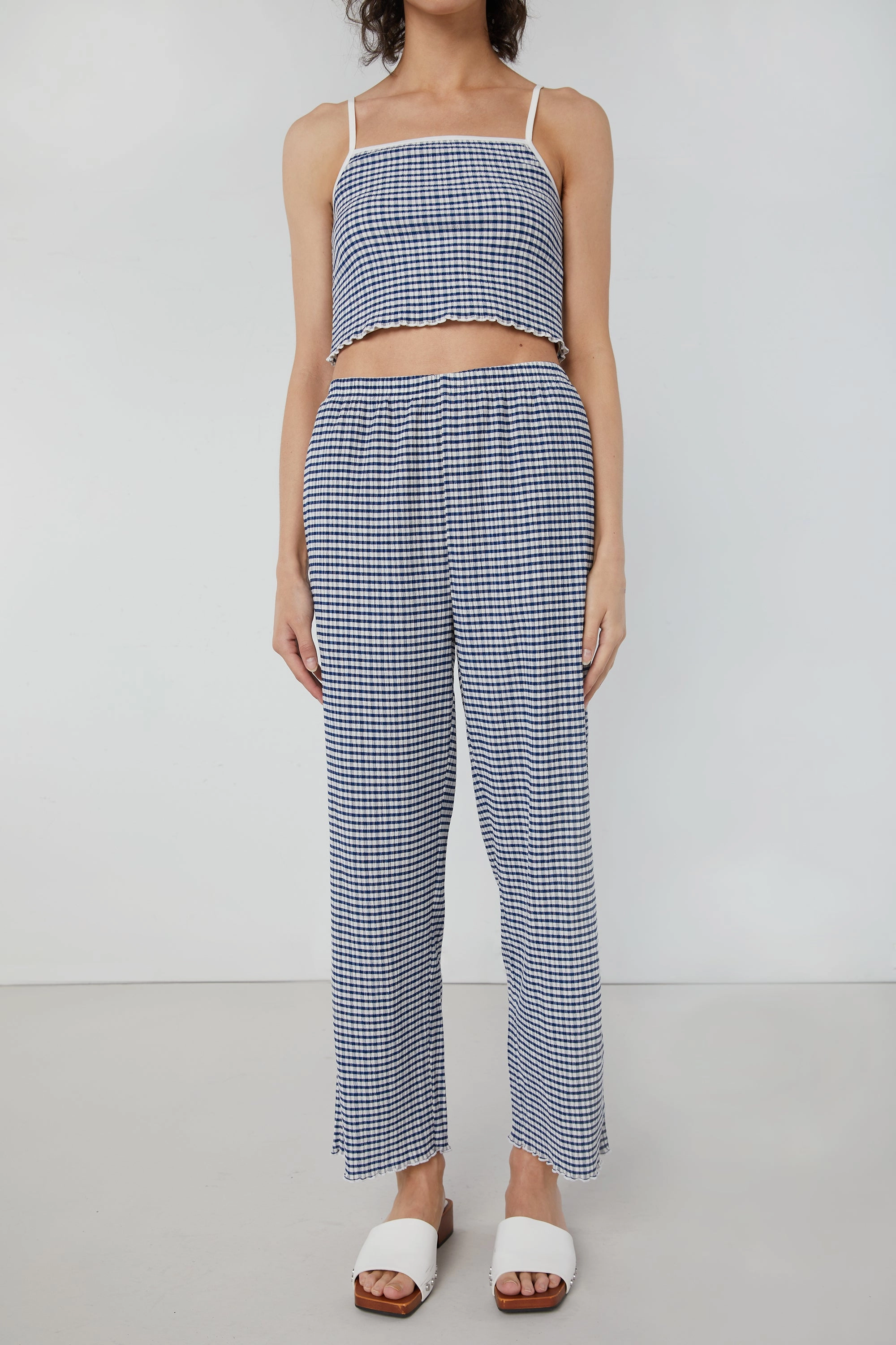 All Day Use Lightweight insulation PLAID SEERSUCKER PANT