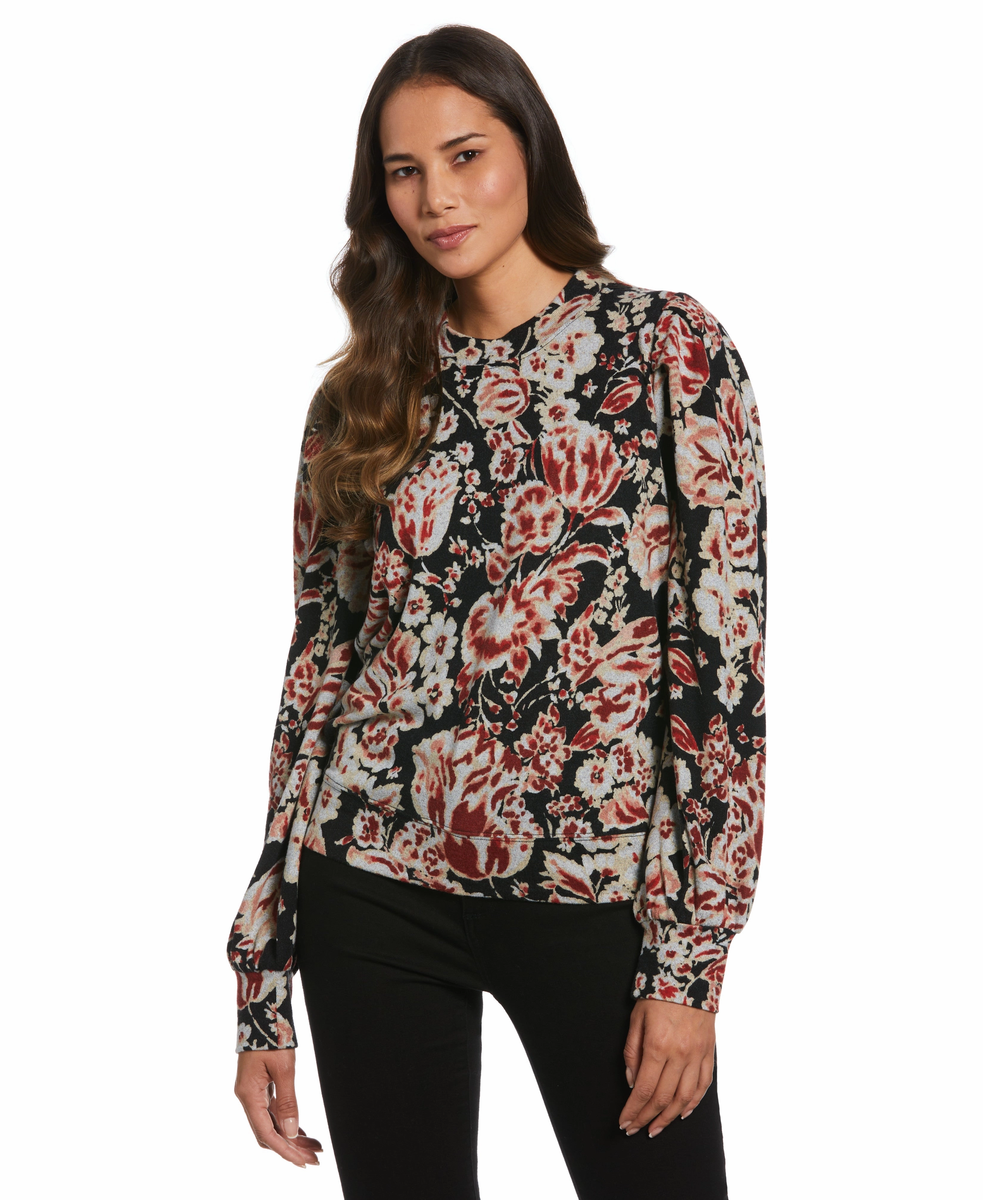 Pleat Sleeve Knit Shirt Cozy Flex Wear