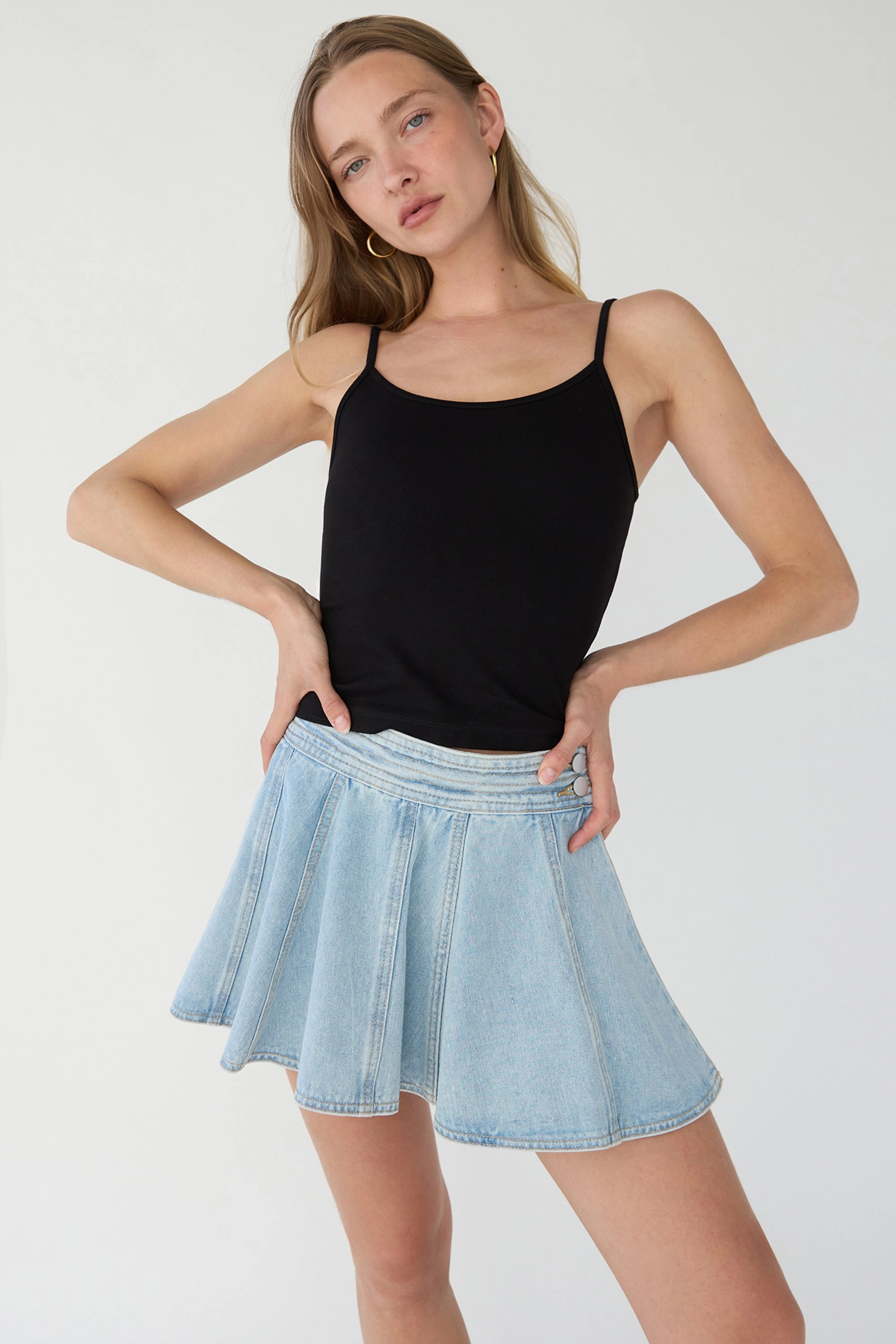 City Wear PLEATED DENIM MINI SKORT