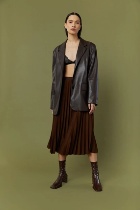 Flow Look Flat Lay Collar PLEATED MIDI SKIRT