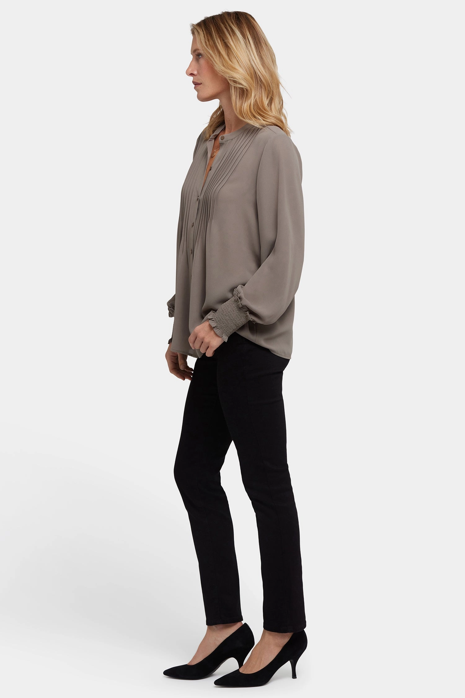 Pleated Peasant Blouse - Dark Wood All-Purpose Wear garden party