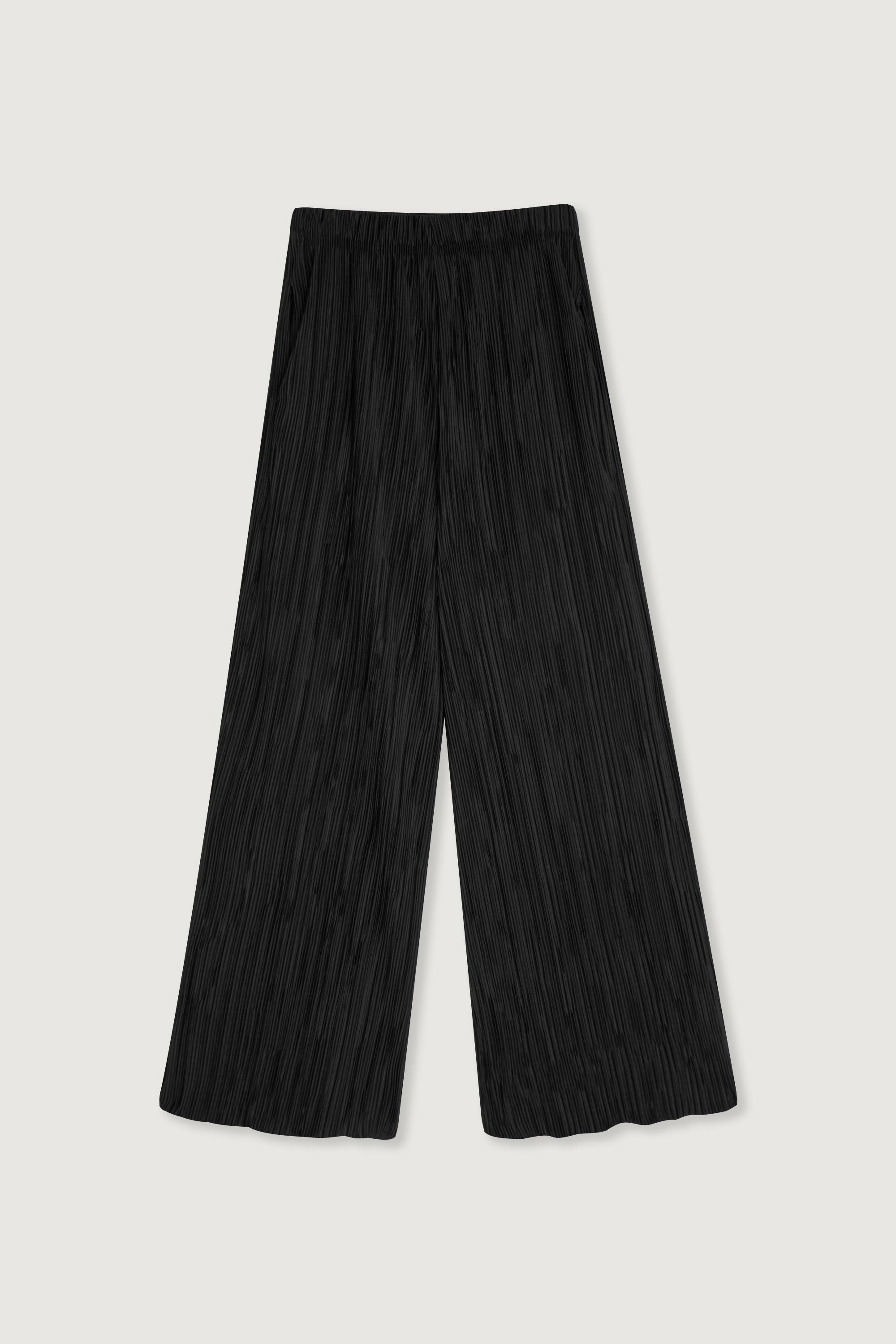 PLEATED WIDE LEG PANT Structured Hemline ExpandableSidePanels