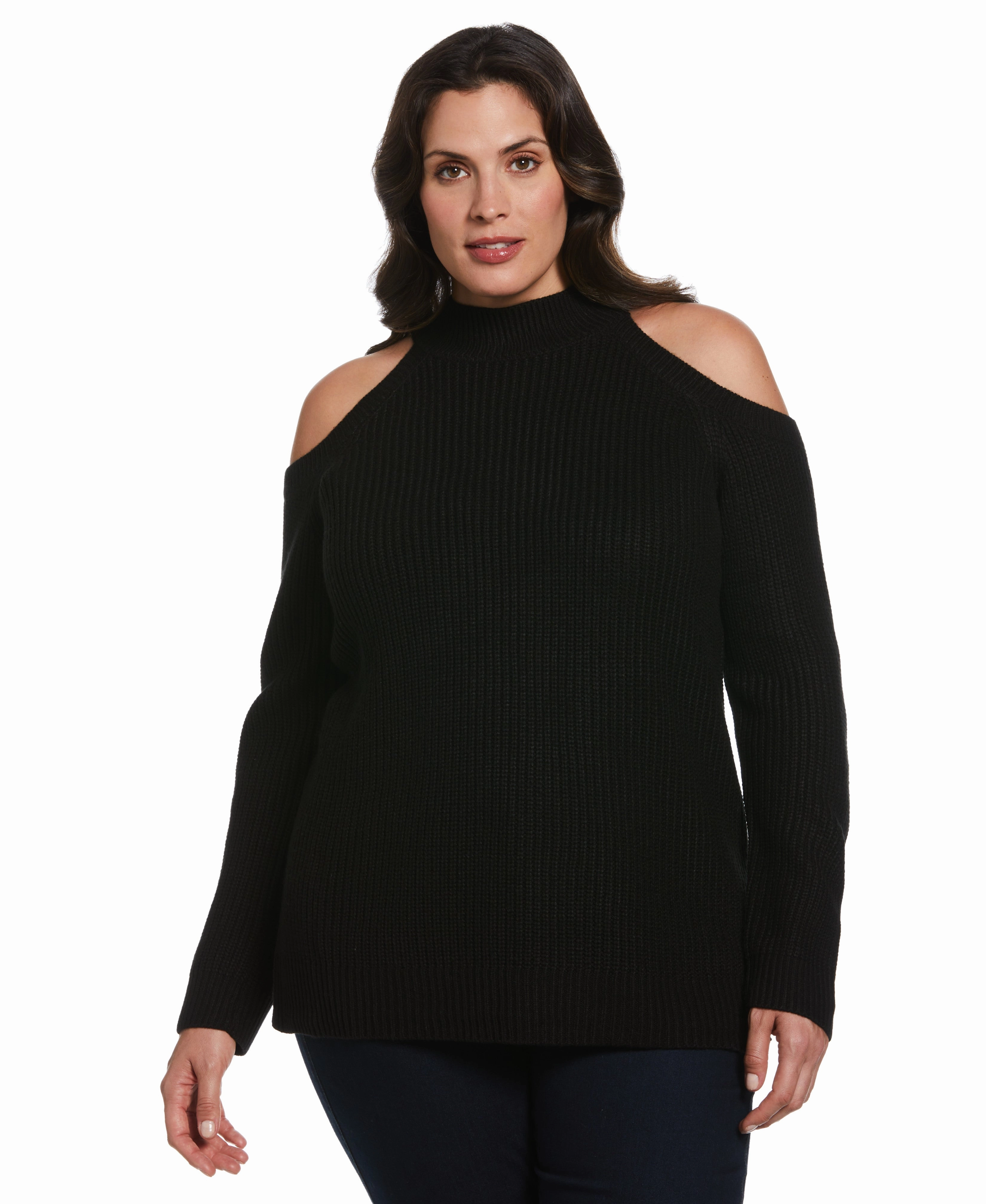 Layering Options Plus Size Cold Shoulder Sweater Tunic