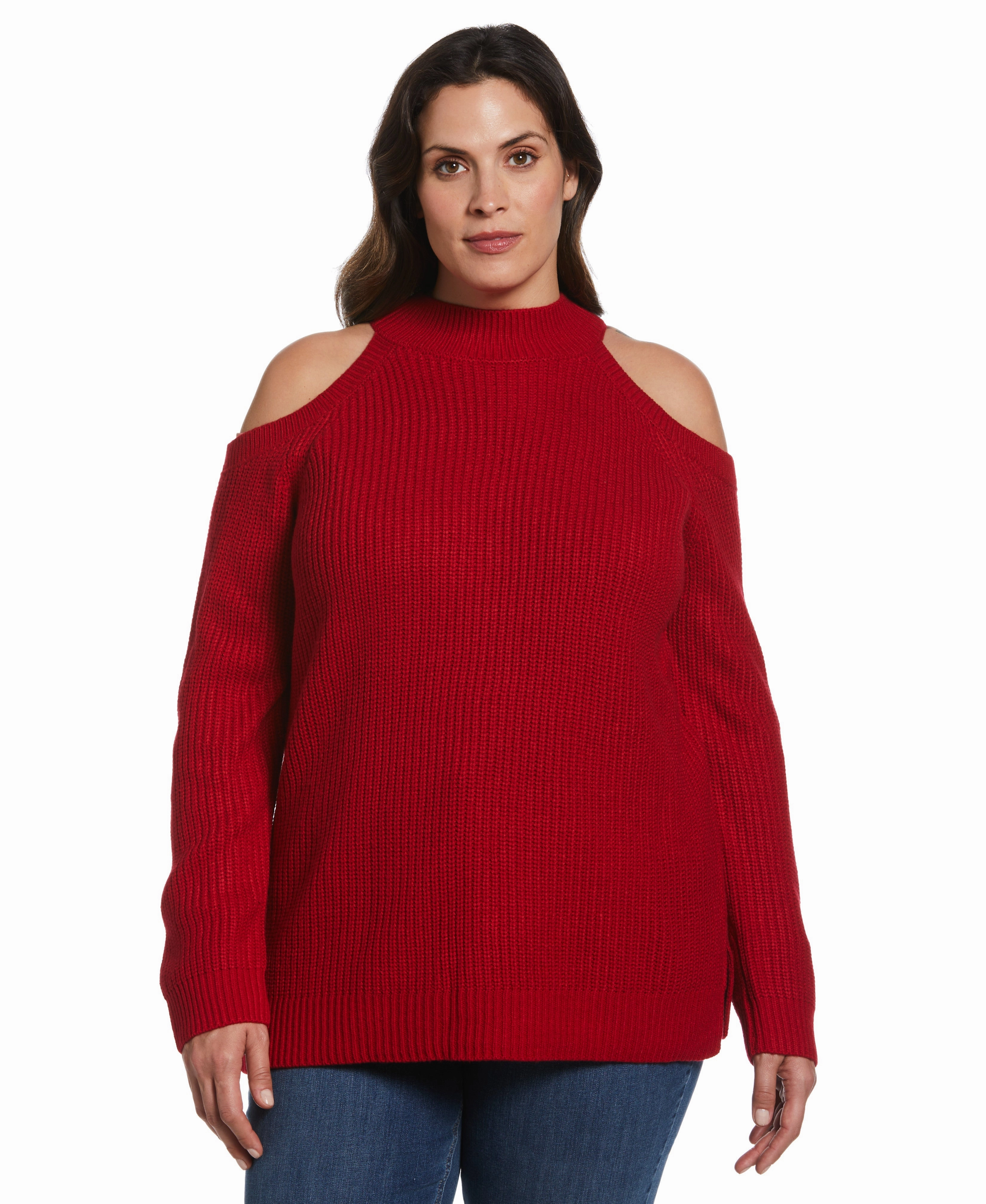 Plus Size Cold Shoulder Sweater Tunic Winter Layering