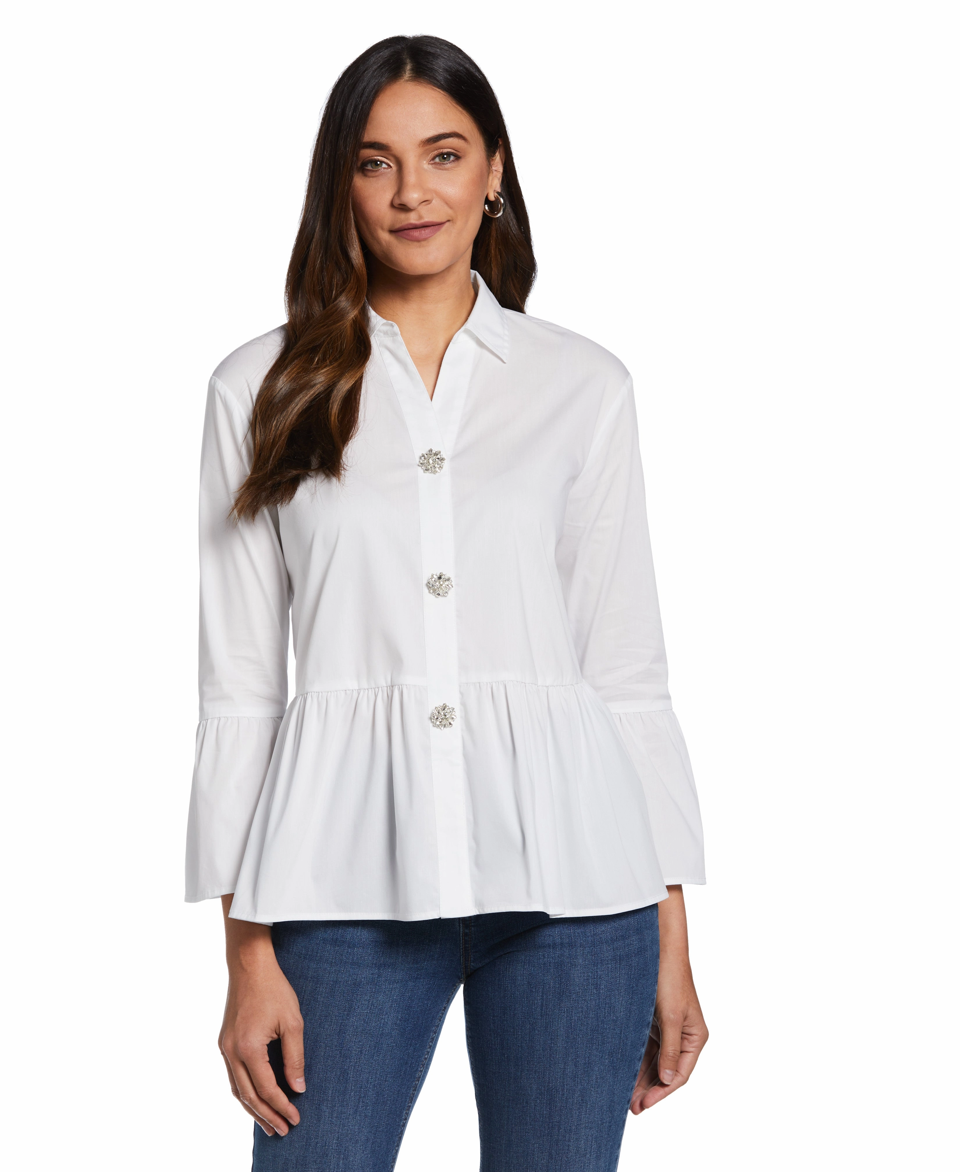 Luxury Knit Poplin Peplum Blouse