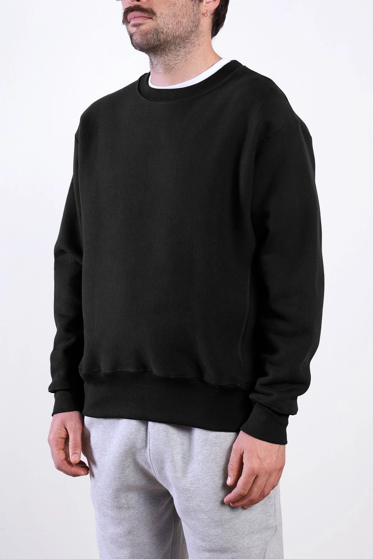 Cozy Style Textured Weave Power Goods - Super Weight Crewneck - Black