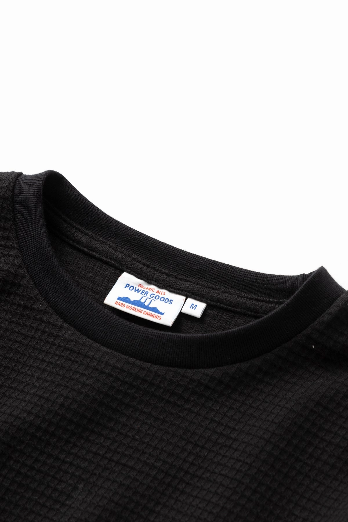 Power Goods - Thermal Waffle Long Sleeve Tee - Black Cool and Relaxed RibbedNeckBanding
