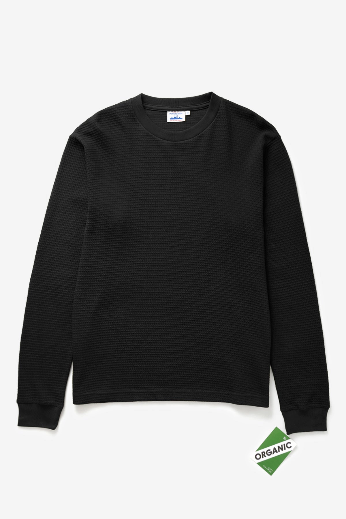 Power Goods - Thermal Waffle Long Sleeve Tee - Black Sporty essentials