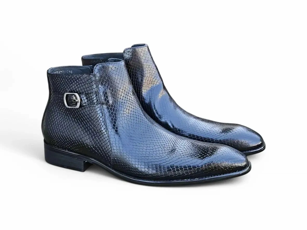 Thermal Core Cold Weather Commuter Python Printed Calfskin Buckle Strap Boot