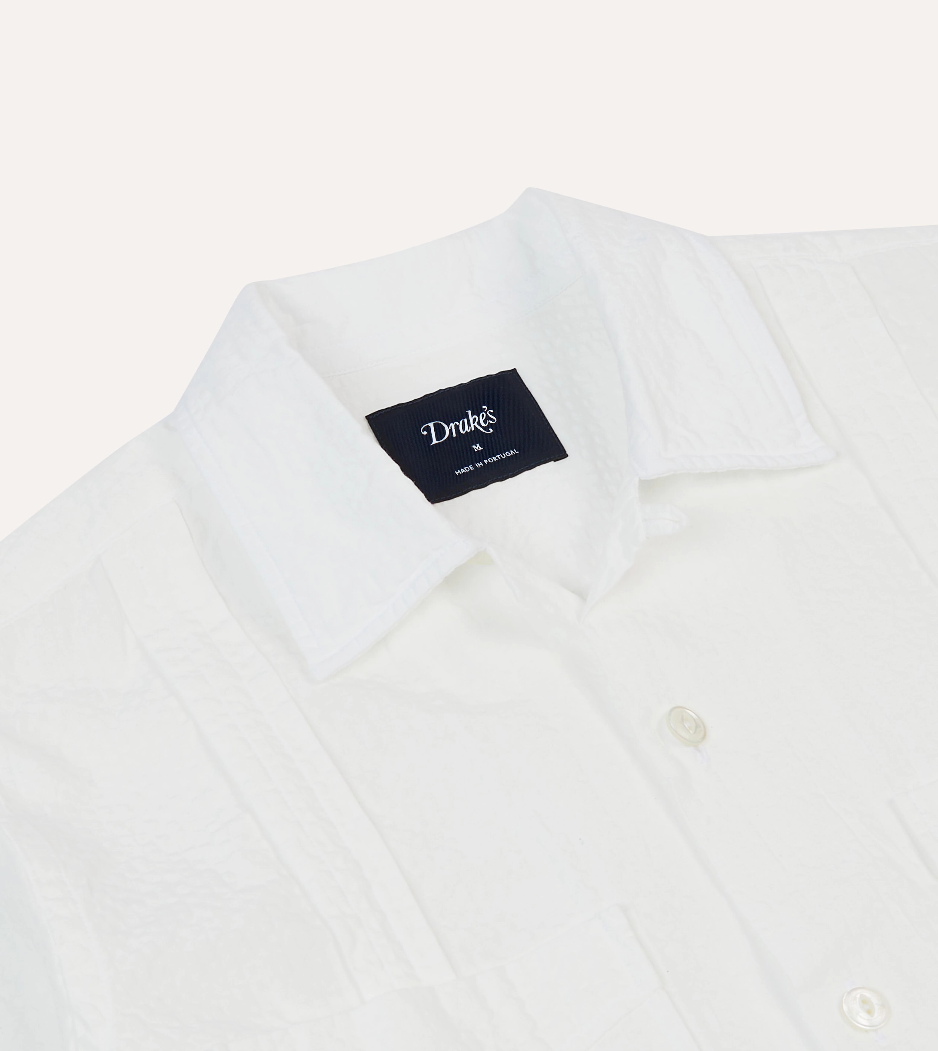 Short Sleeve White Cotton-Linen Short Sleeve Cuban Shirt