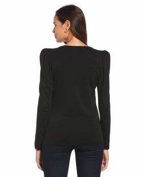 Puff Sleeve Henley Top Low Impact Production Chill Design