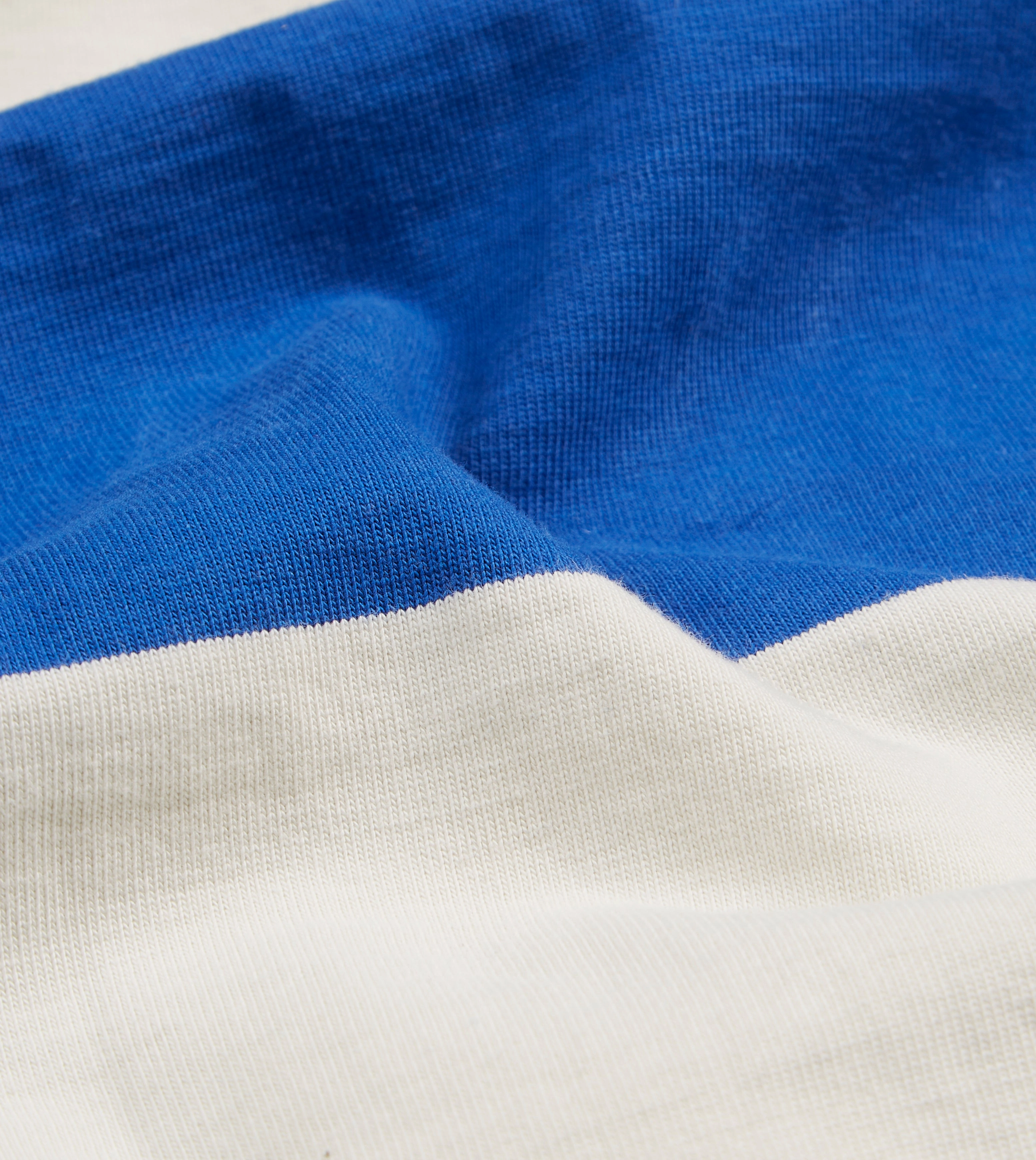 Casual Appeal Blue and White Wide Stripe Heavy Cotton Crew Neck Hiking T-Shirt