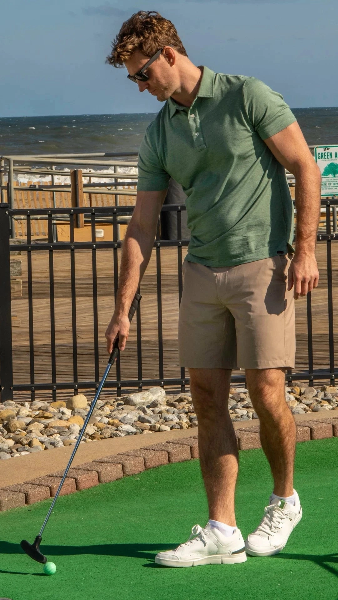 Slim Waistband Devil Dog Hybrid Short 8" - Sand