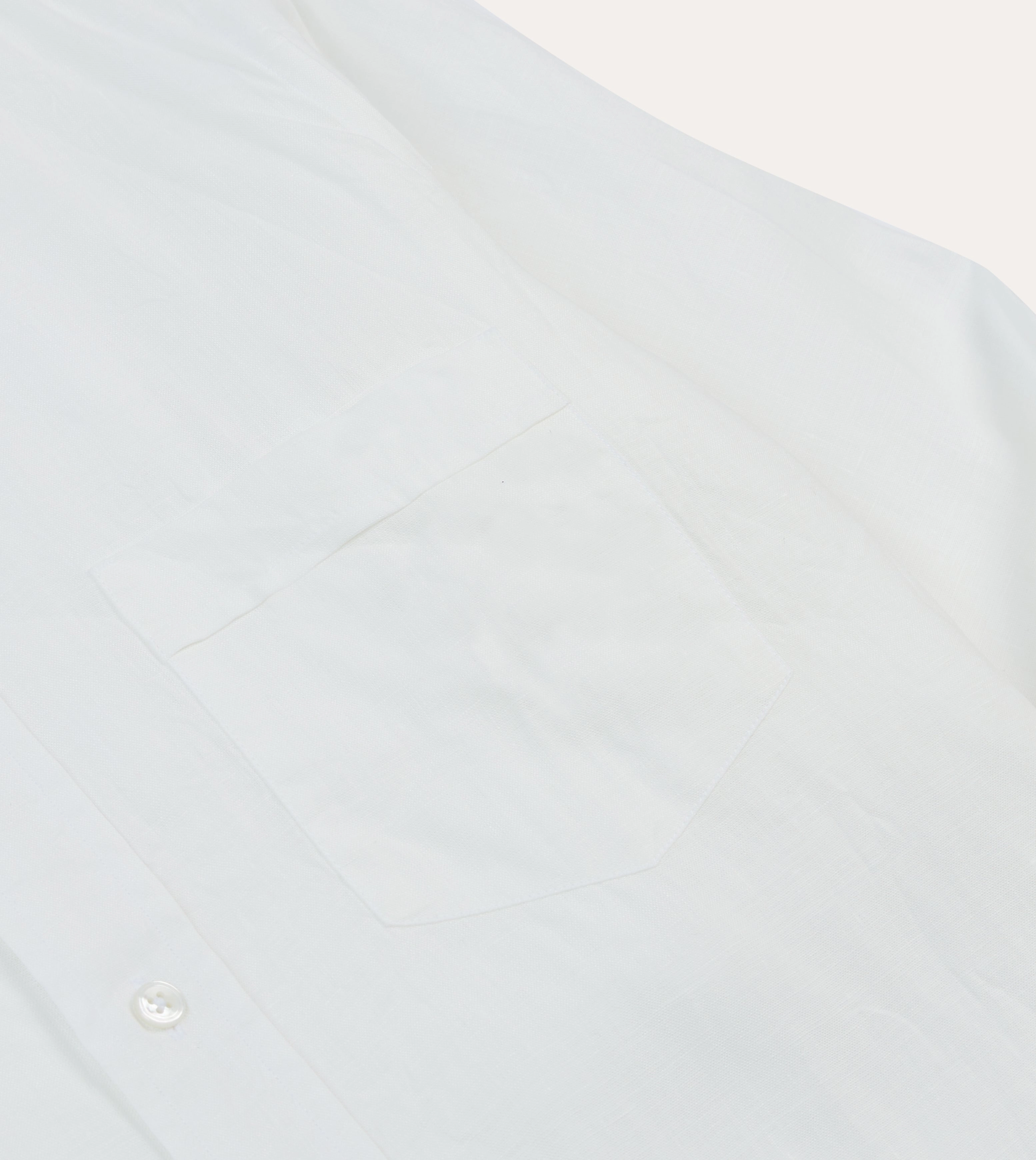 Ecru Linen Spread Collar Shirt Adjustable Cuffs