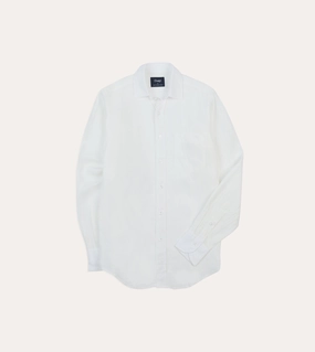 Ecru Linen Spread Collar Shirt Soft Collar Design Warm Weather Wear