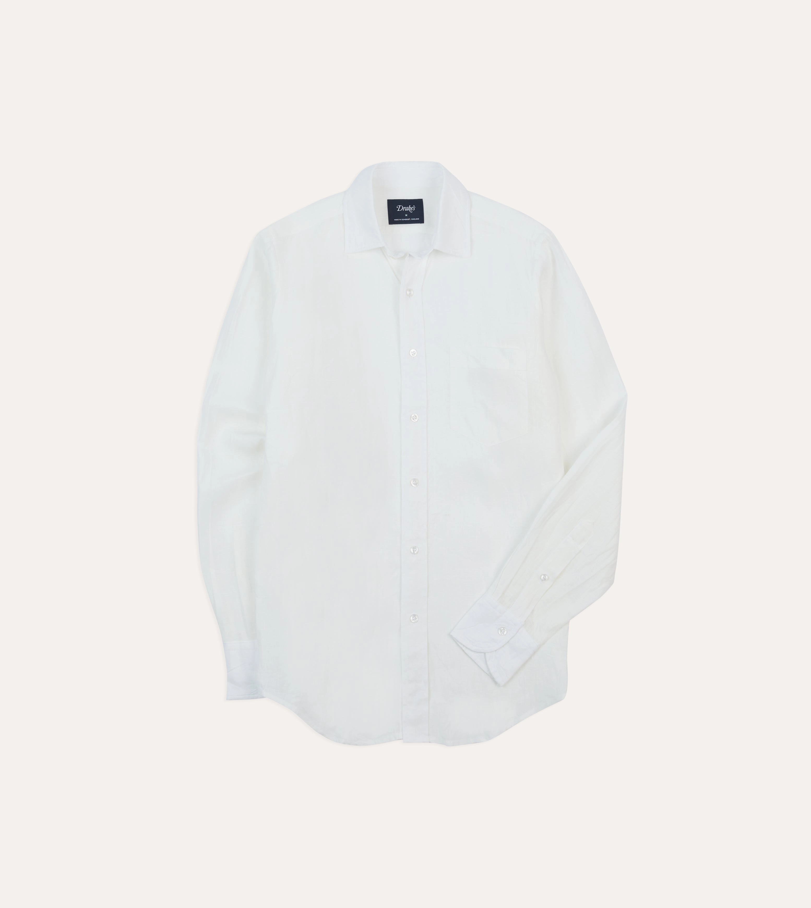 Ecru Linen Spread Collar Shirt Soft Collar Design Warm Weather Wear