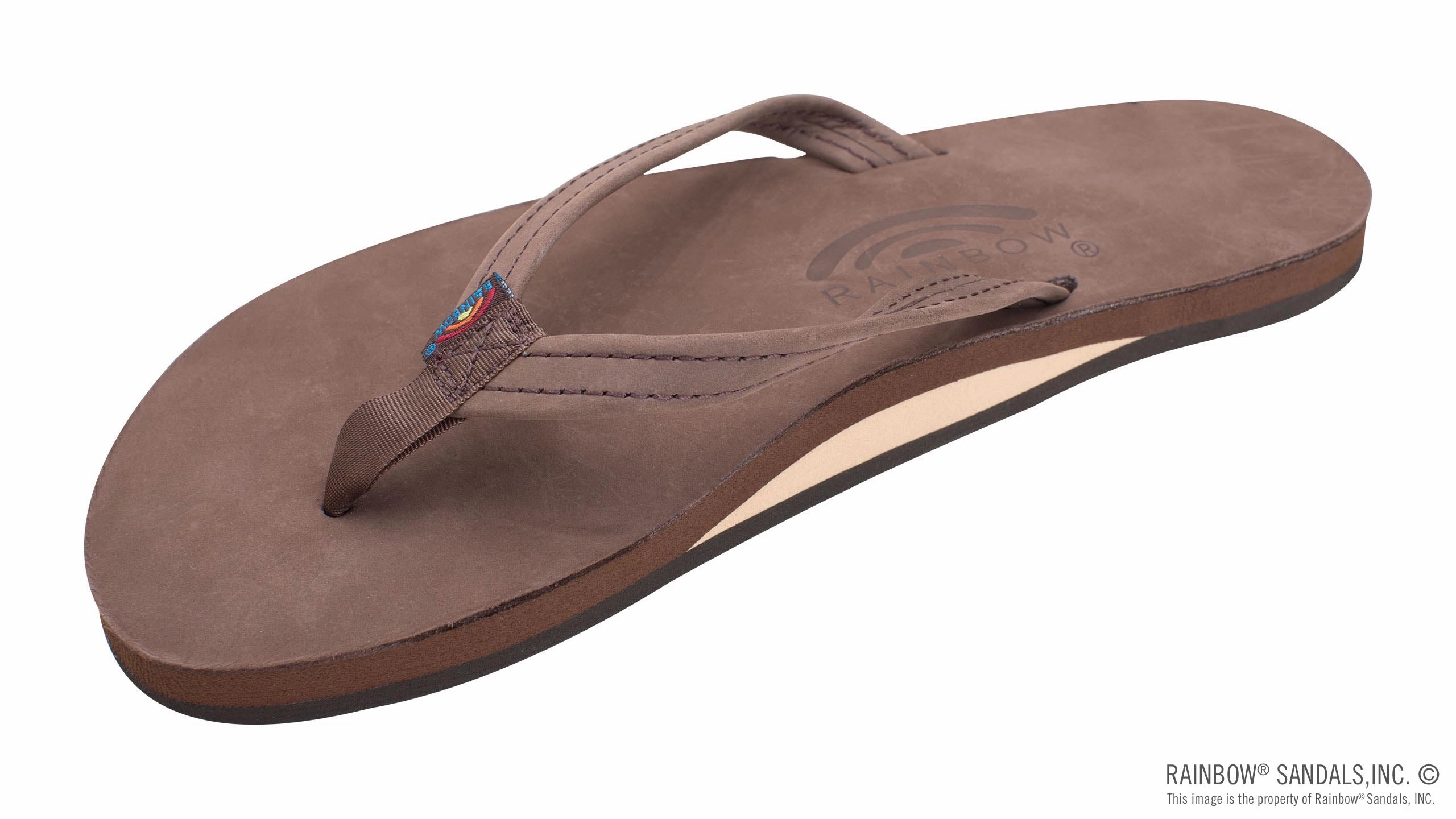 Rainbow Sandals Single Layer Classic Leather with Arch Support and a 1/2" Narrow Strap Lightweight Design Cushioned