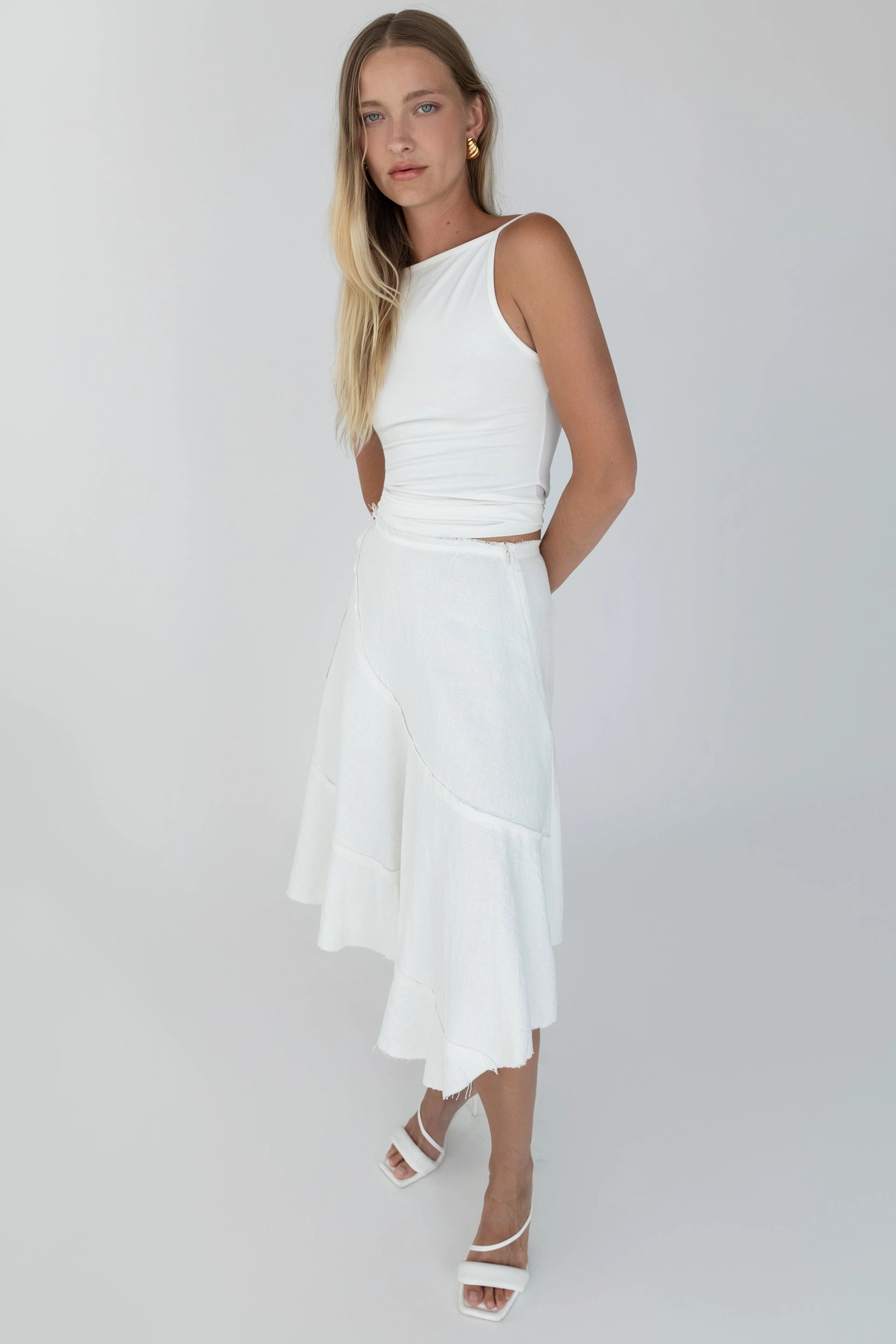 Modern Details Plant Based Material RAW EDGE KNEE-LENGTH SKIRT