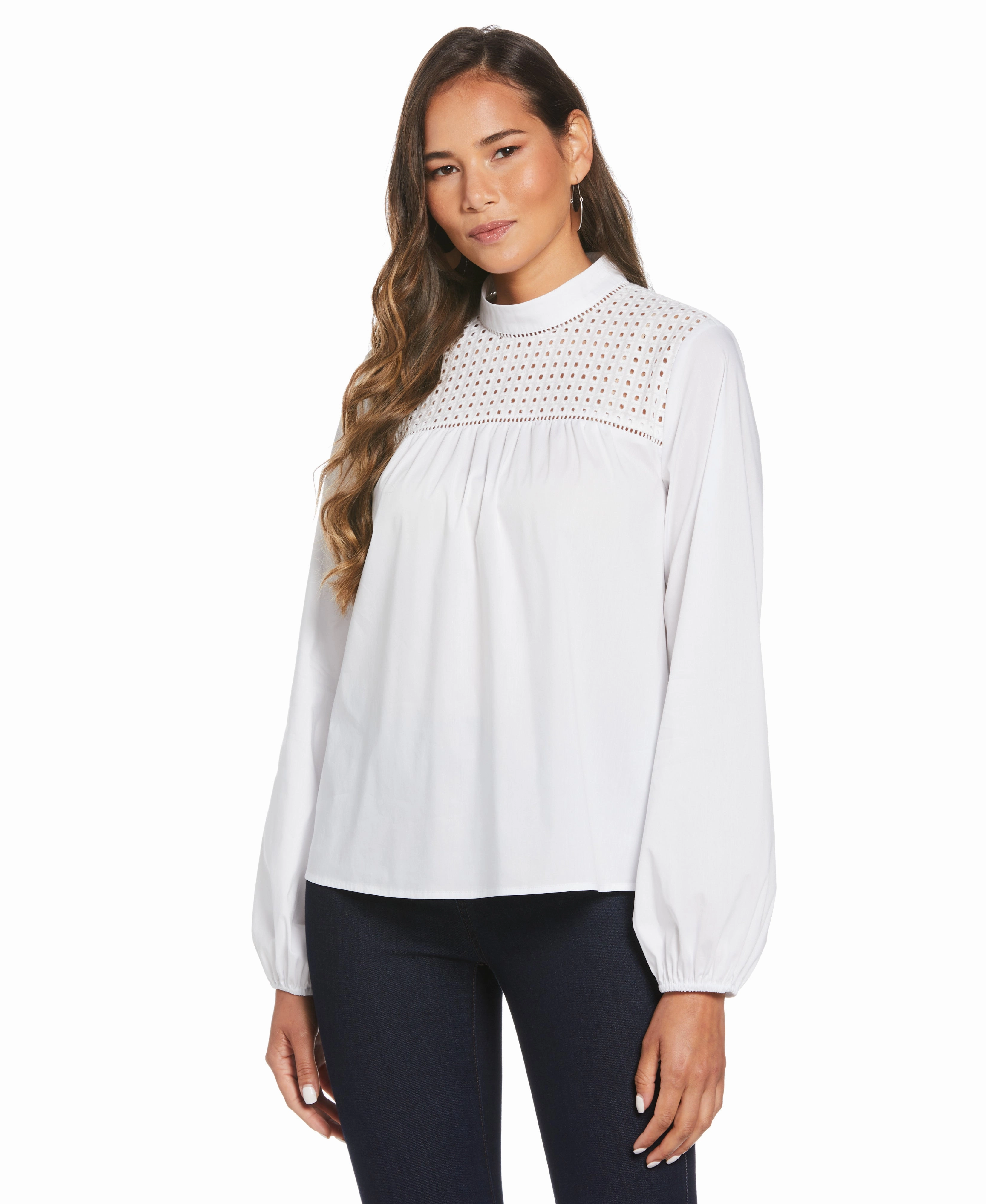 Durable Reinforced Elbows Poplin Lace Mix Blouse