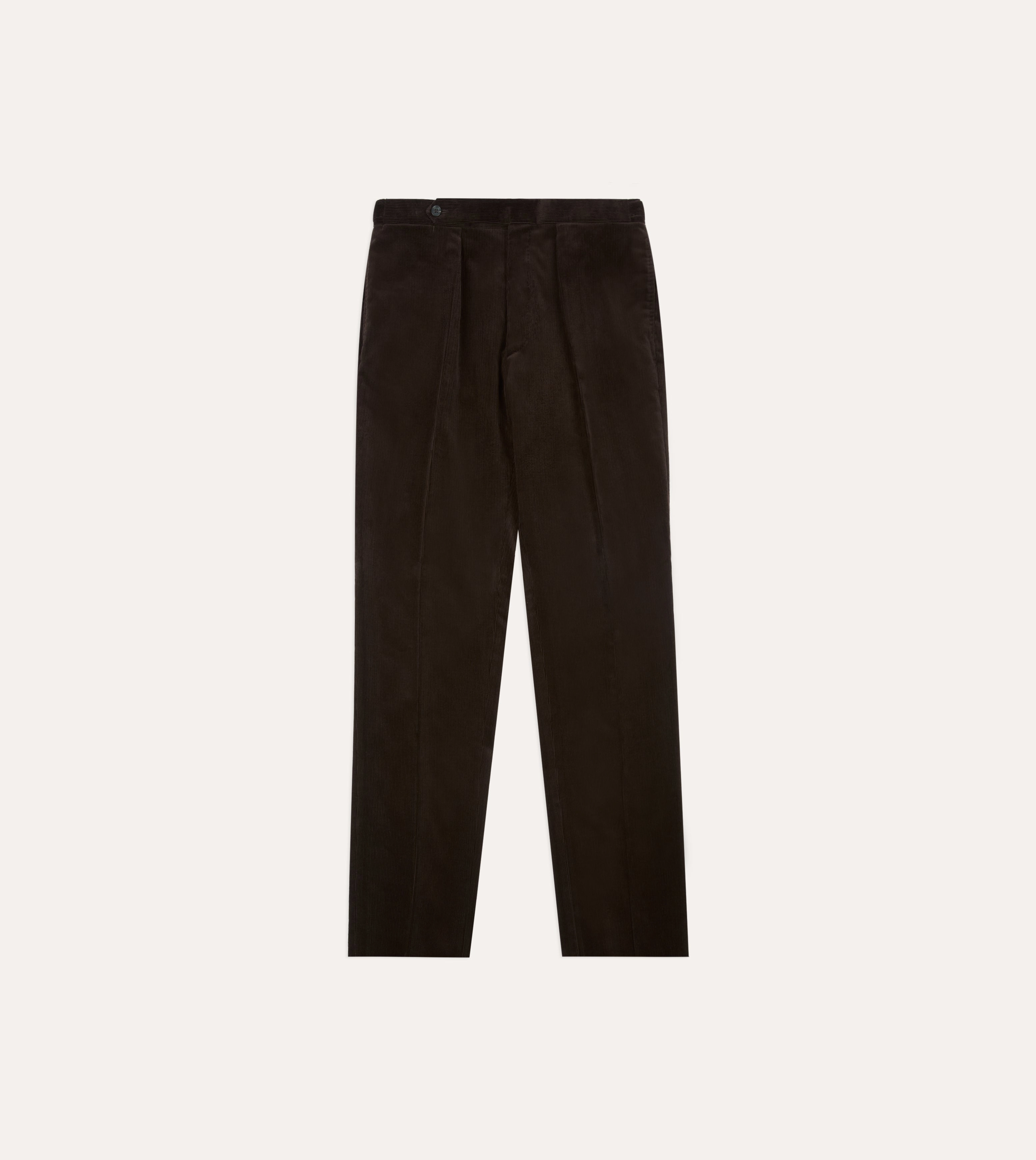 Brown Mid-Wale Corduroy Single Pleat Trouser Lightweight Weave Flexible Fabric