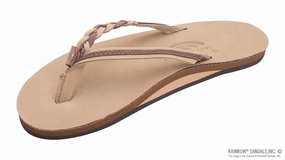 Tropical Mood On-the-Go Fit Rainbow Sandals Flirty Braidy - Single Layer Premier Leather 1/2" Narrow Strap with Braid