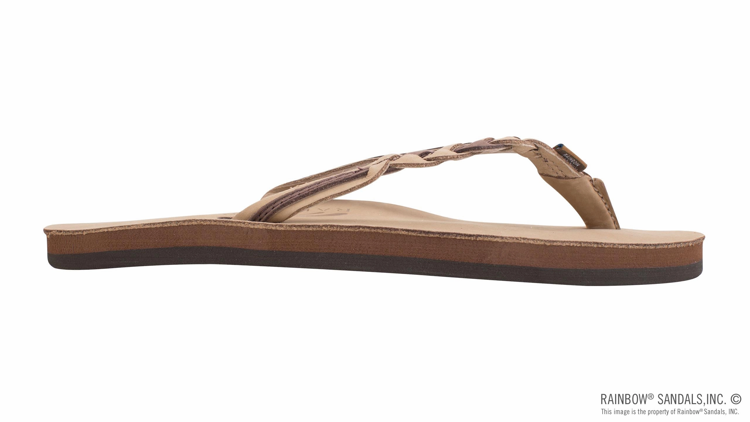 Enhanced Ground Contact Surface Rainbow Sandals Flirty Braidy - Single Layer Premier Leather 1/2" Narrow Strap with Braid