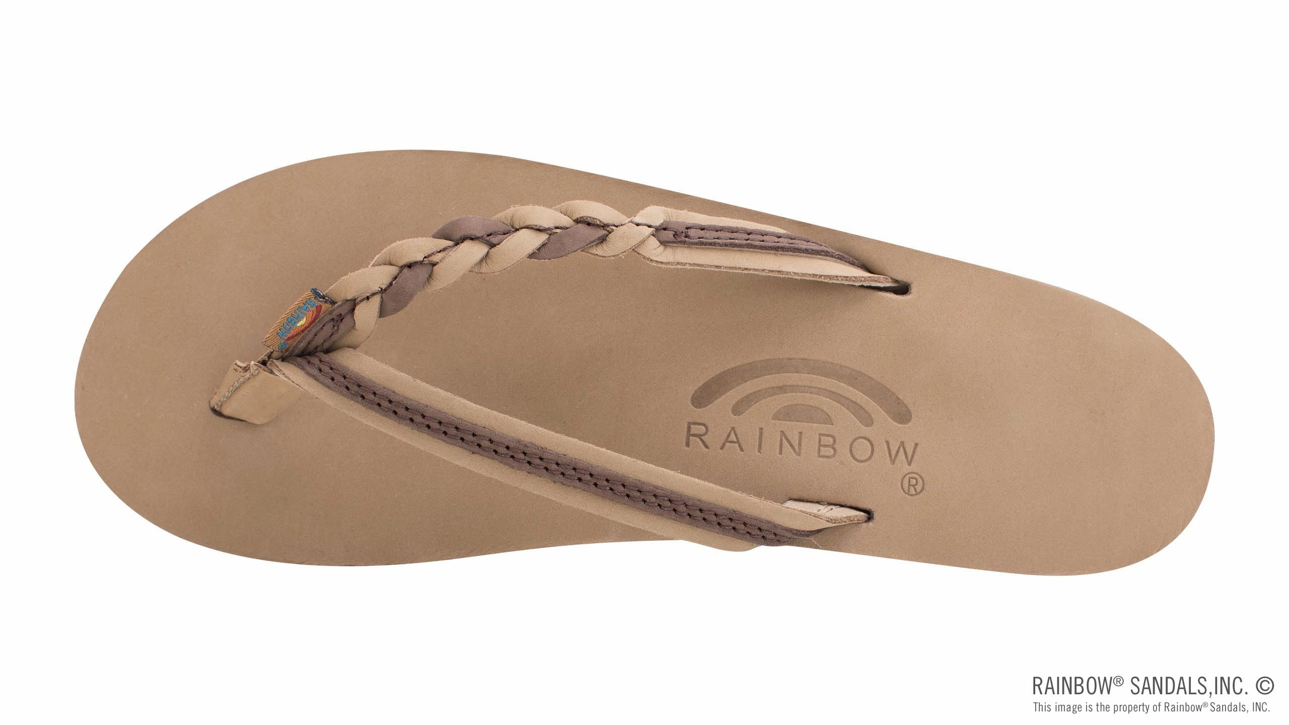 Rainbow Sandals Flirty Braidy - Single Layer Premier Leather 1/2" Narrow Strap with Braid Party Pop Arch Cradle