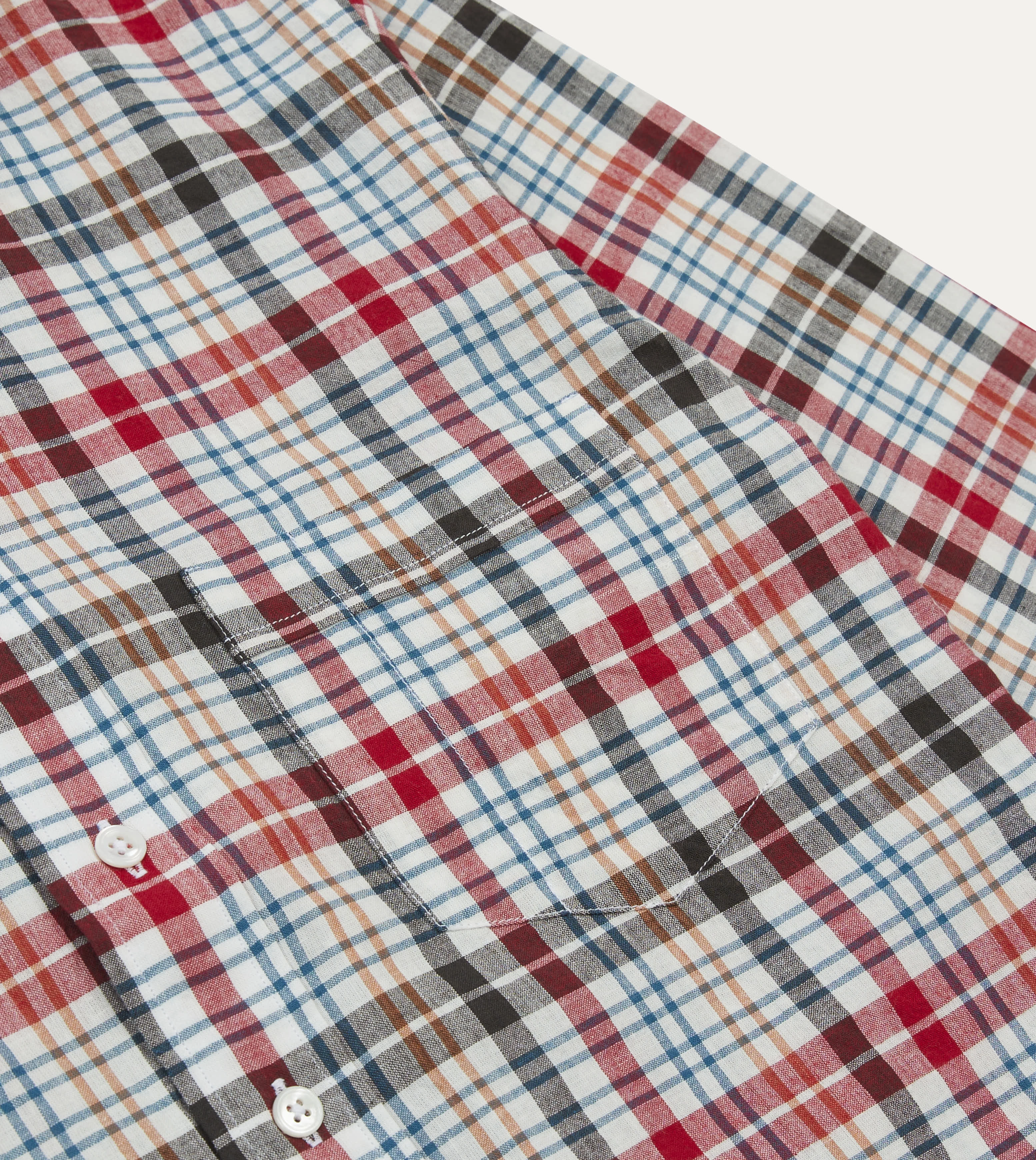 Red and Black Madras Check Cotton Button-Down Shirt Light Option birthday party