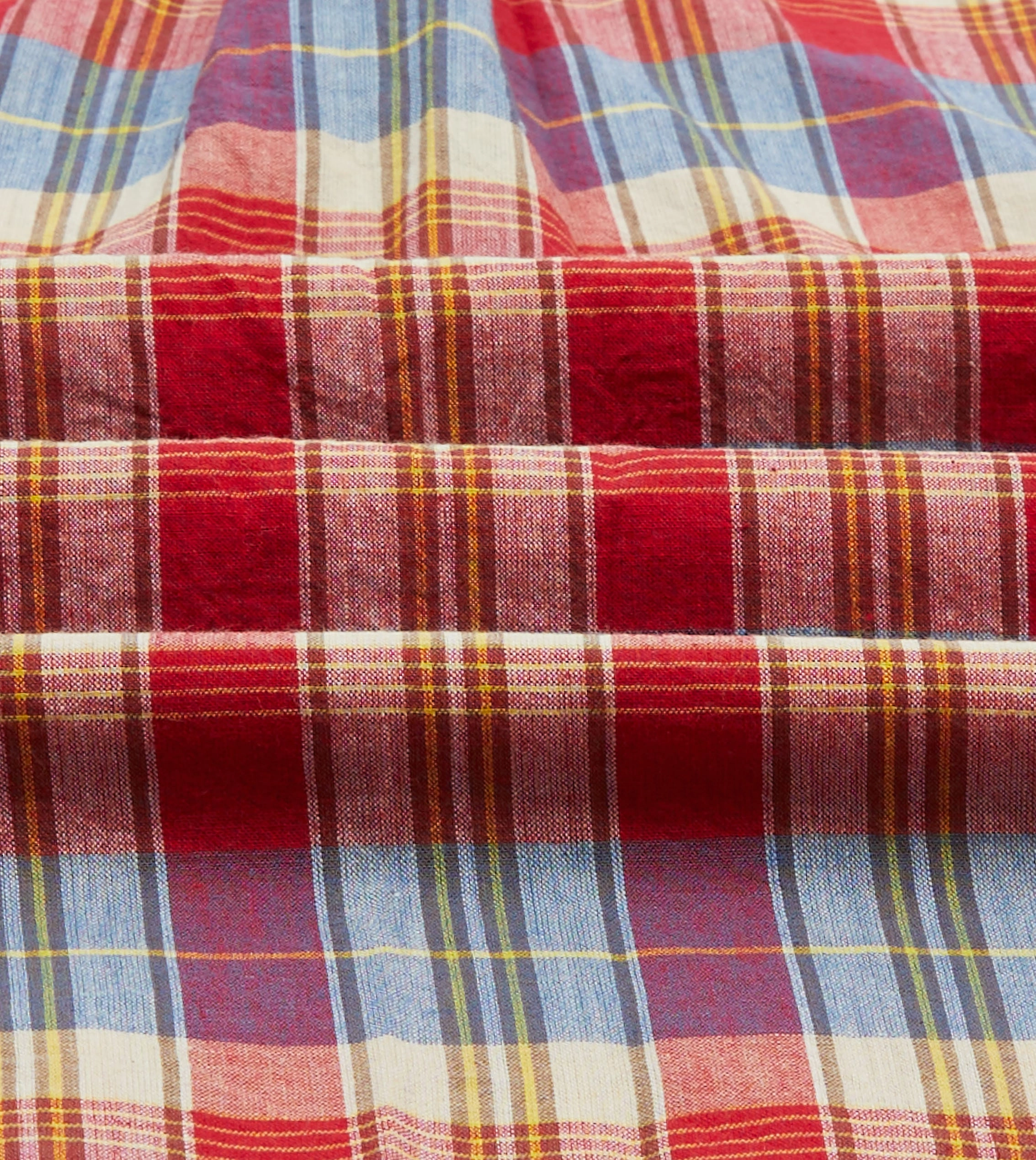 Red and Blue Madras Check Cotton Button-Down Popover Shirt Backpacking Trip