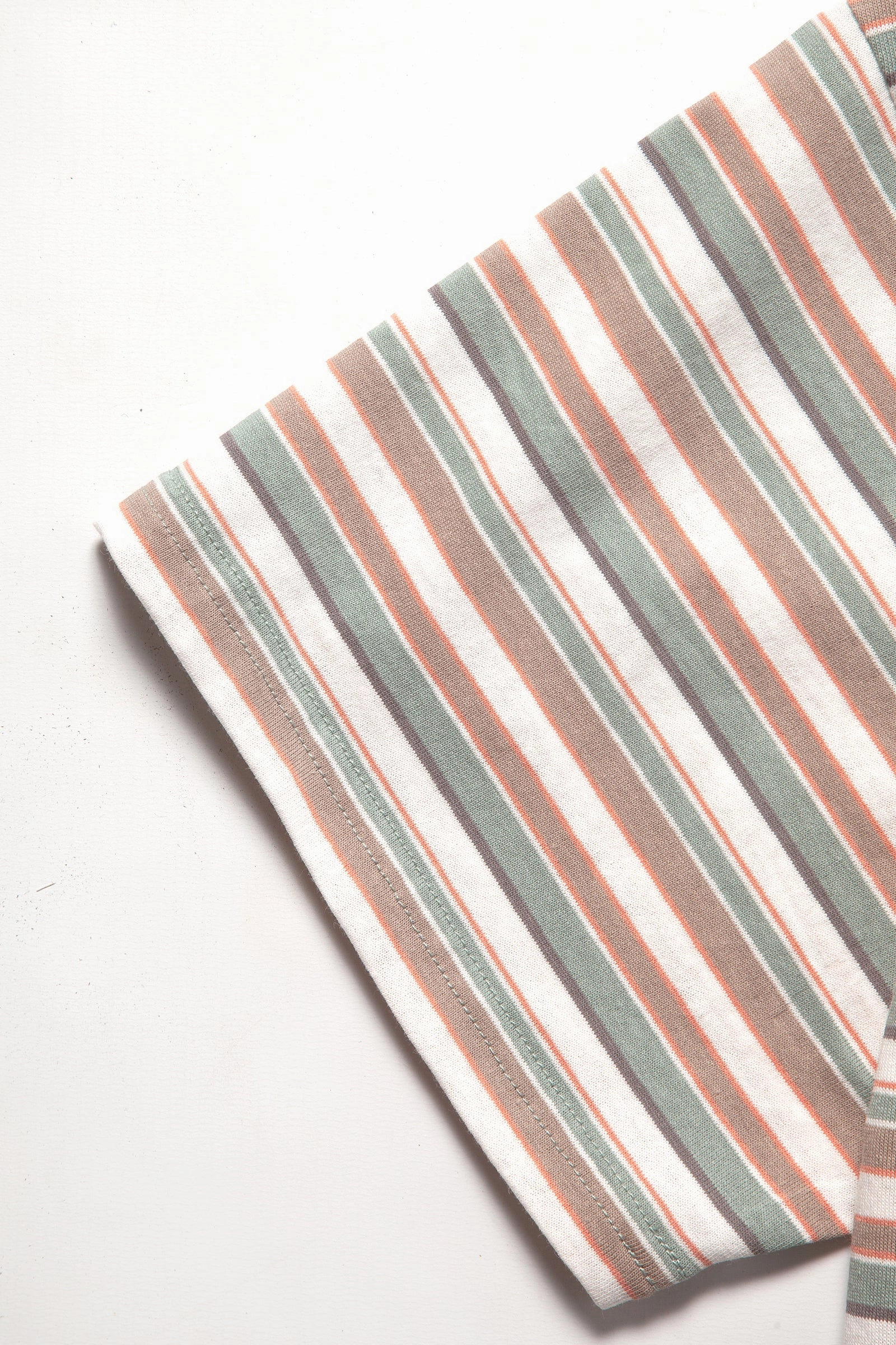 Red Ruggison - 90's Striped T-Shirt - White/Mint Pilling Resistant Finish