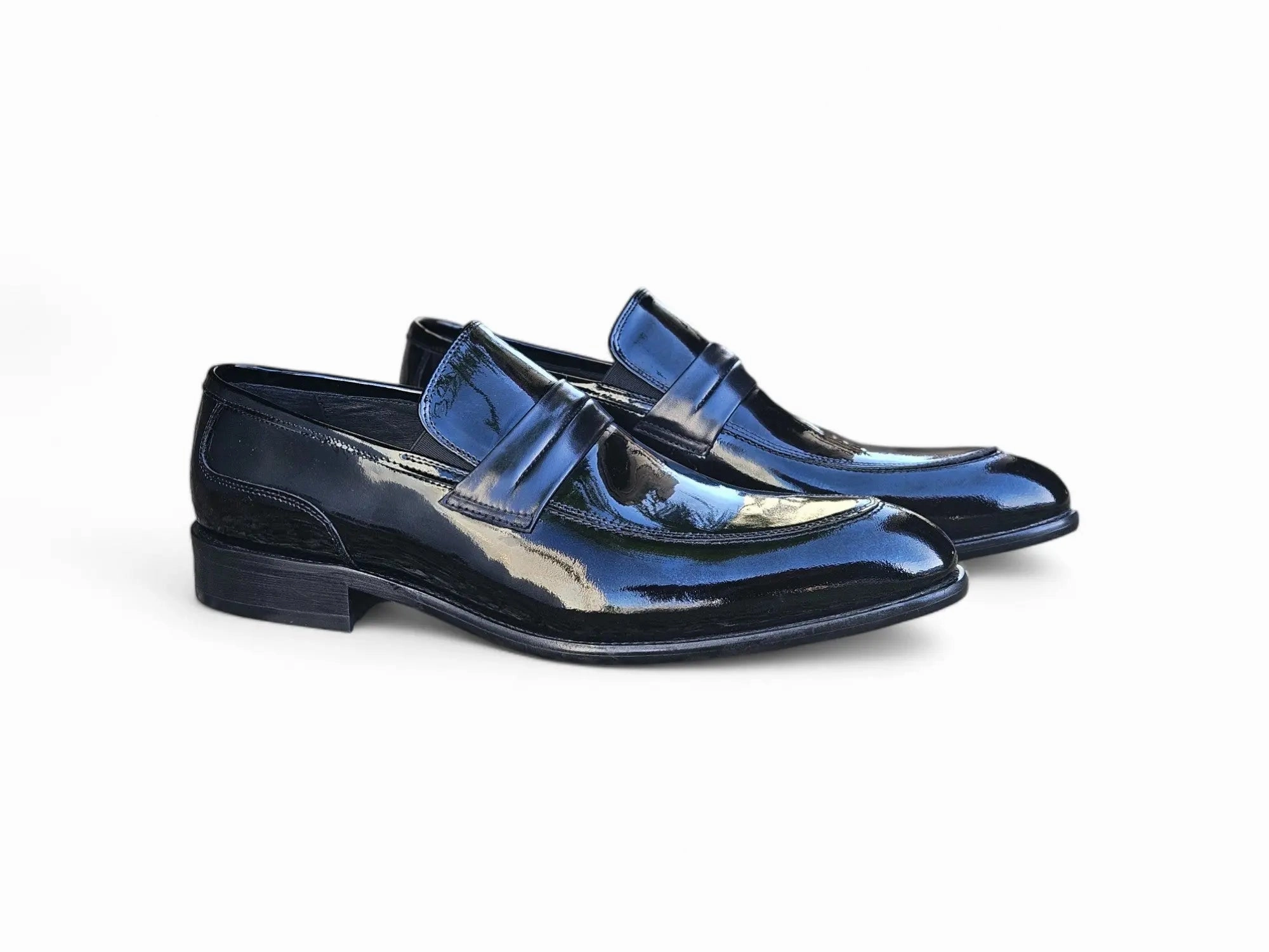 Italian Flair Quick Stride Patent Leather Tuxedo Penny Loafer