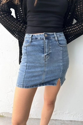 Must Have Feature Resale Value FITTED JEAN MINI JEAN SKIRT