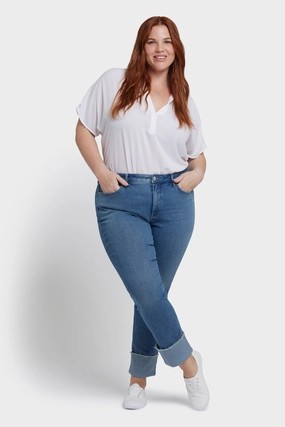 Base Fit Piece Sheri Slim Ankle Jeans In Plus Size - Costa Brava
