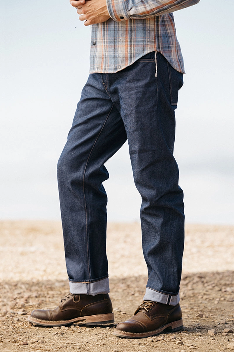 The Barrel Classic Straight Natural Slub Indigo - Raw 12.5oz Selvedge Stretch Classic Gym Ready Stylish Fit