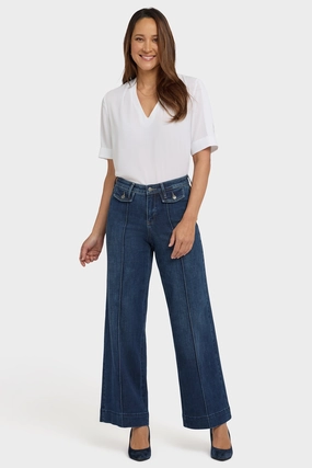 Temperature Regulating Fabric Teresa Wide Leg Jeans In Petite - Louvre Sapphire