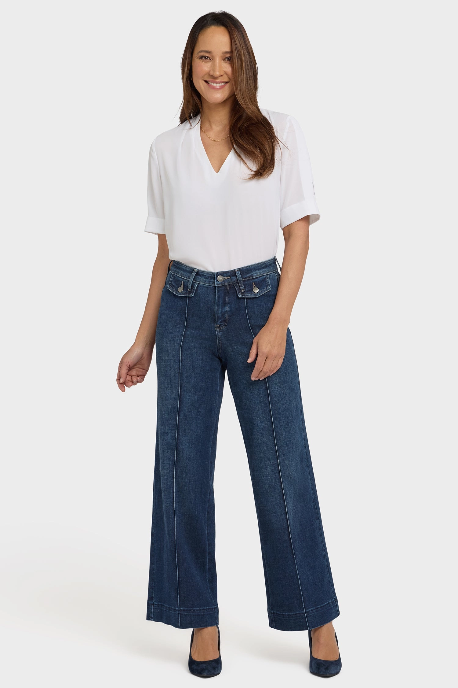 Temperature Regulating Fabric Teresa Wide Leg Jeans In Petite - Louvre Sapphire