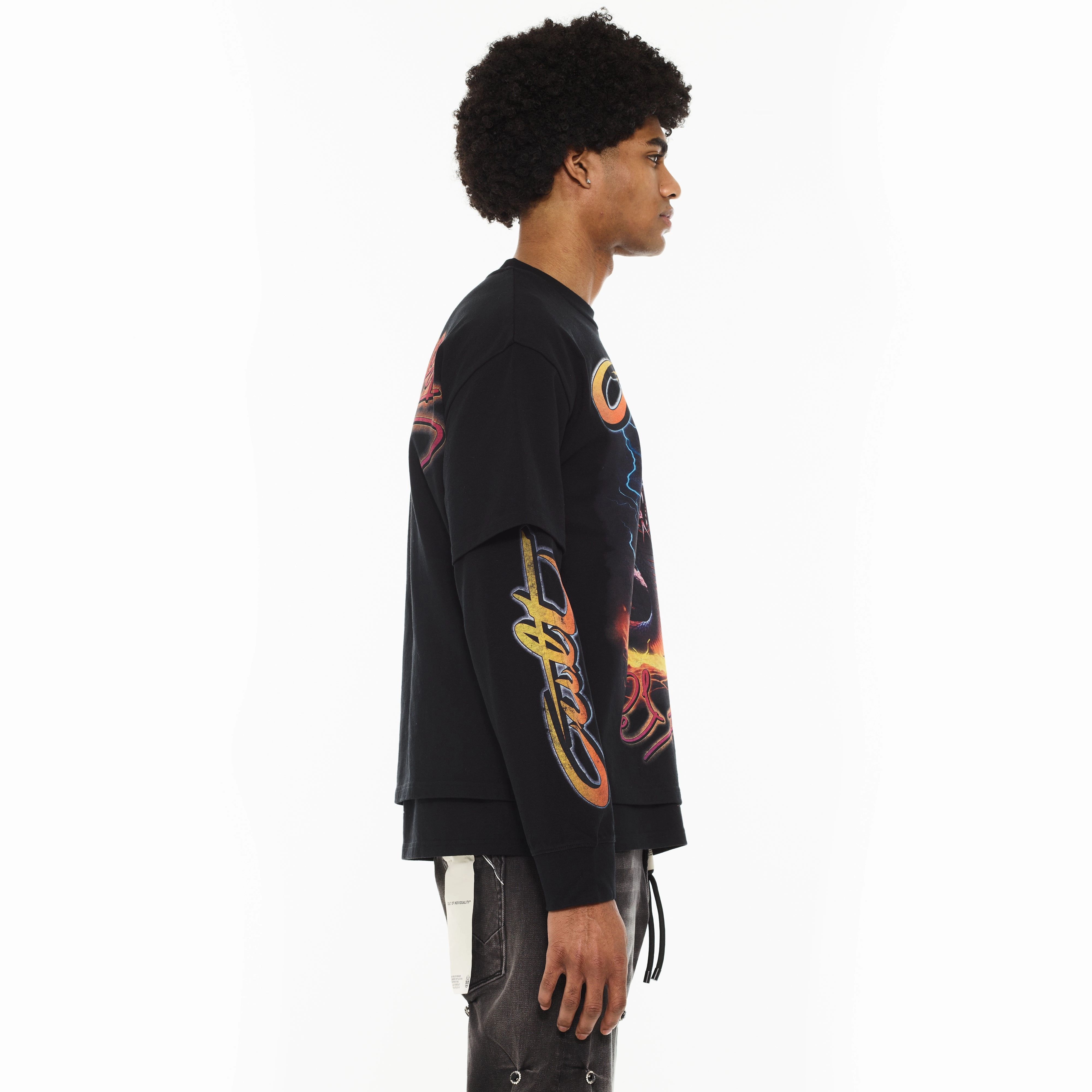 Cult x El Alfa Premium Long Sleeve Thermal Shirt "Cobra" in Black Bohemian style