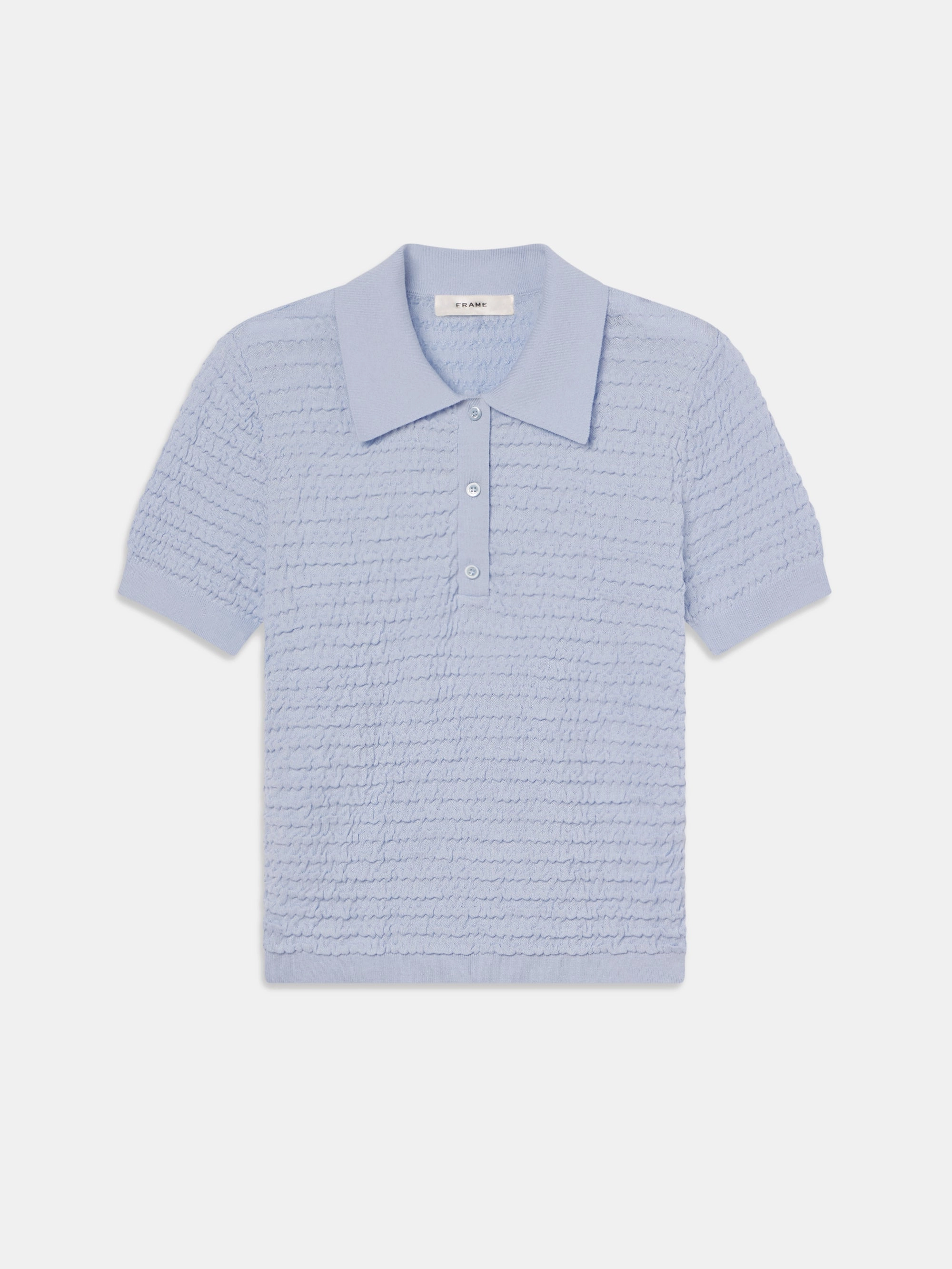 The Smocked Polo -- Light Chambray Non Restrictive Cut Cold Day Fashion