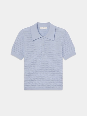 The Smocked Polo -- Light Chambray Non Restrictive Cut Cold Day Fashion
