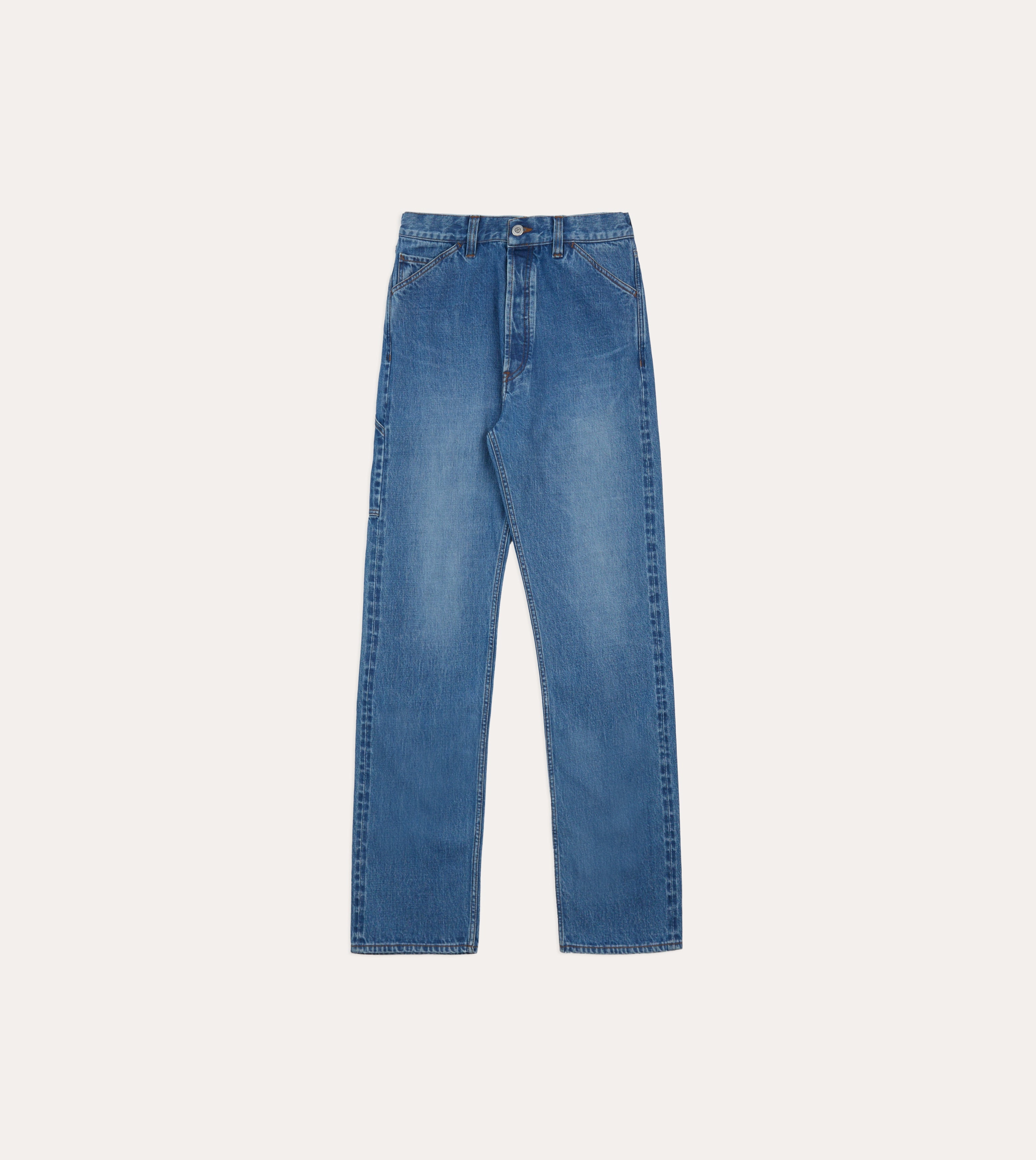 Custom Wash 14.2oz Selvedge Denim Painter Pants Functional Waist Practical Style