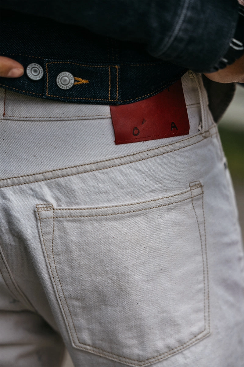 The Barrel Classic Straight Natural Slub - Ecru 14oz Selvedge Functional Waist