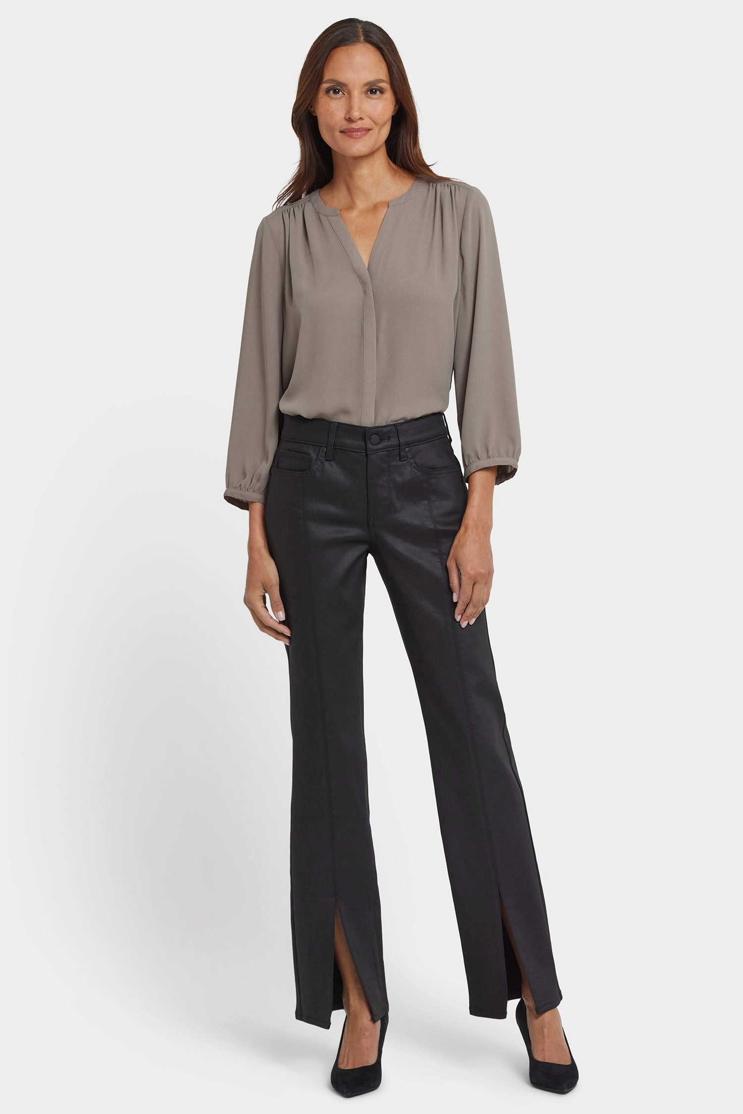 No Fuss Style Coated Marilyn Straight Jeans - Black Coated