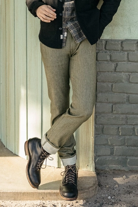 The Pen Slim - Dark Green Raw 10.5oz Selvedge Clean Lines Fit And Easy