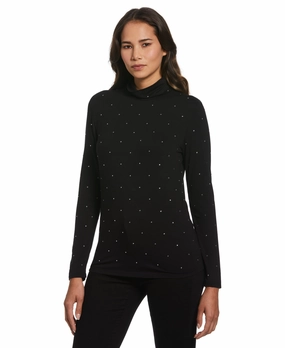 Knitted Warmth Rhinestone Turtleneck