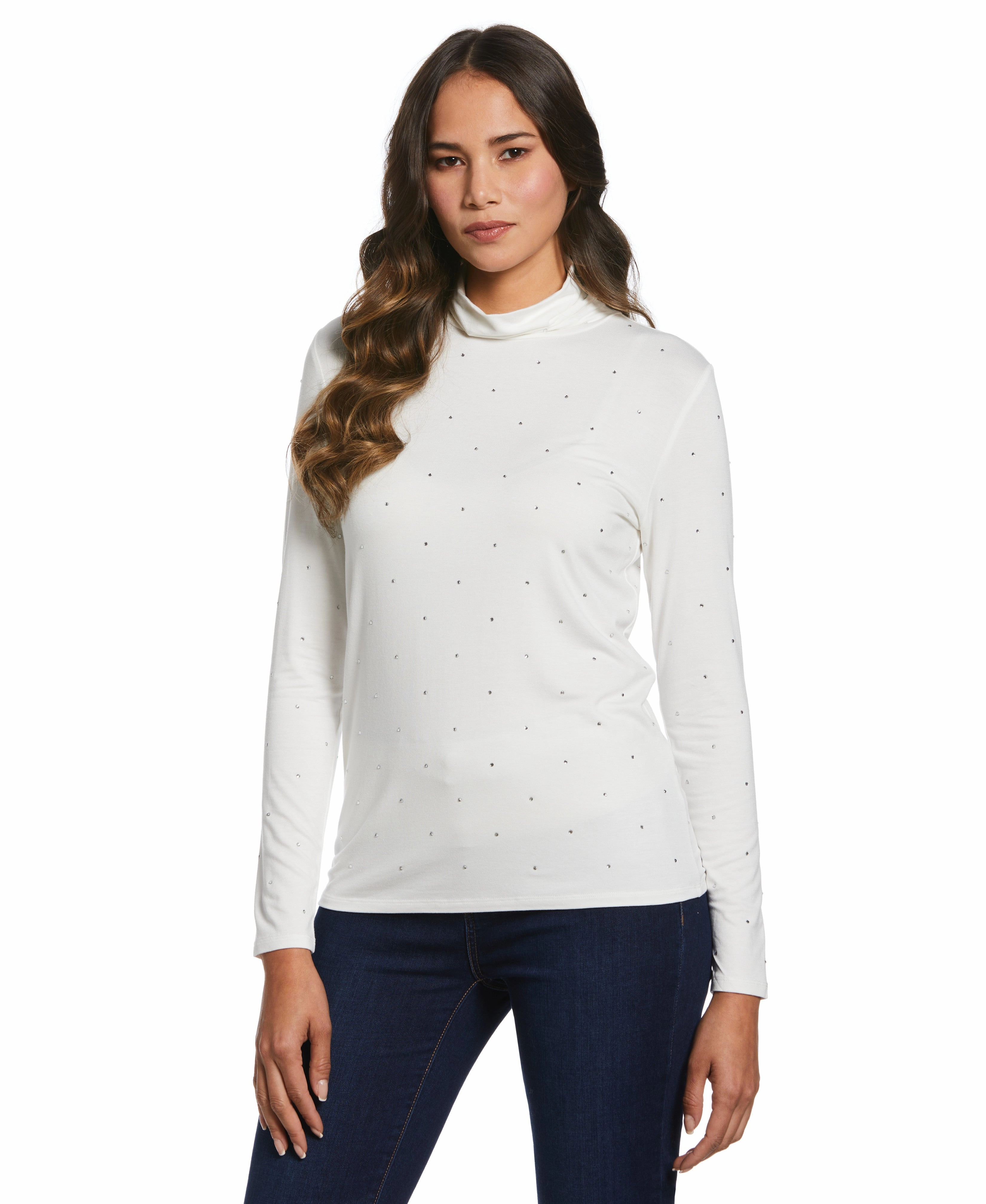 Reinforced Cuffs Cold Day Ready Rhinestone Turtleneck