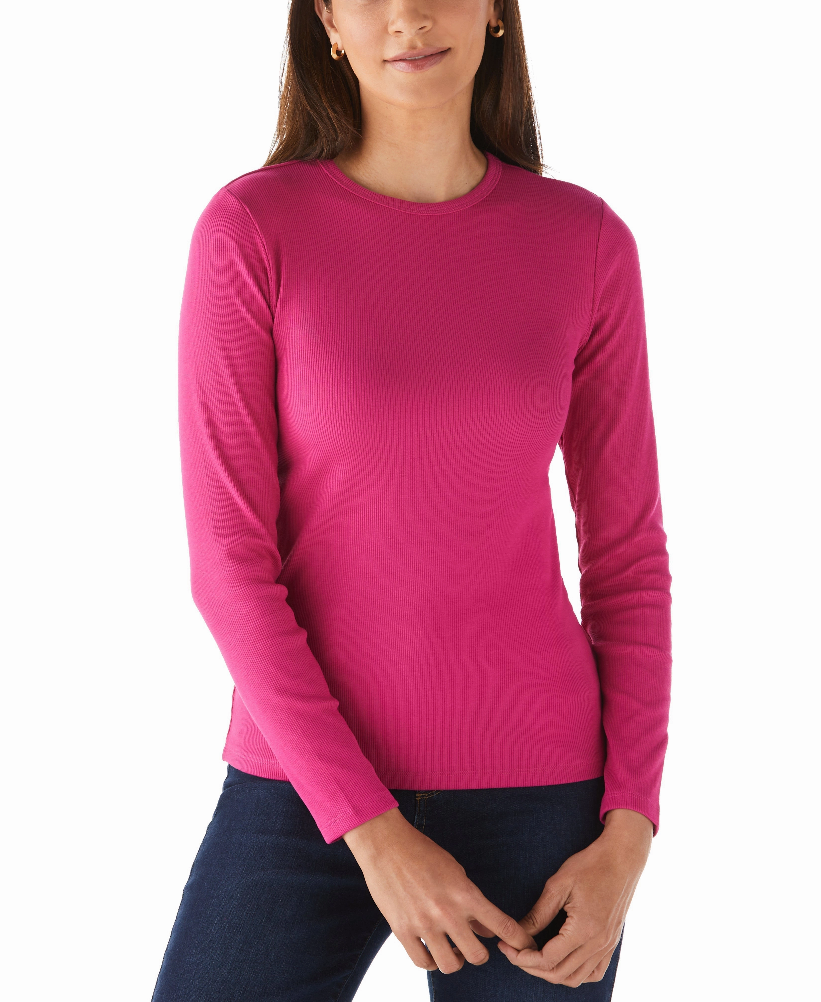 Soft Touch Texture Quick Slip Ribbed Crew Neck Tee