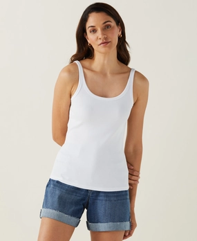 Ribbed Tank Top Flexible Waistband Essential Knit Style