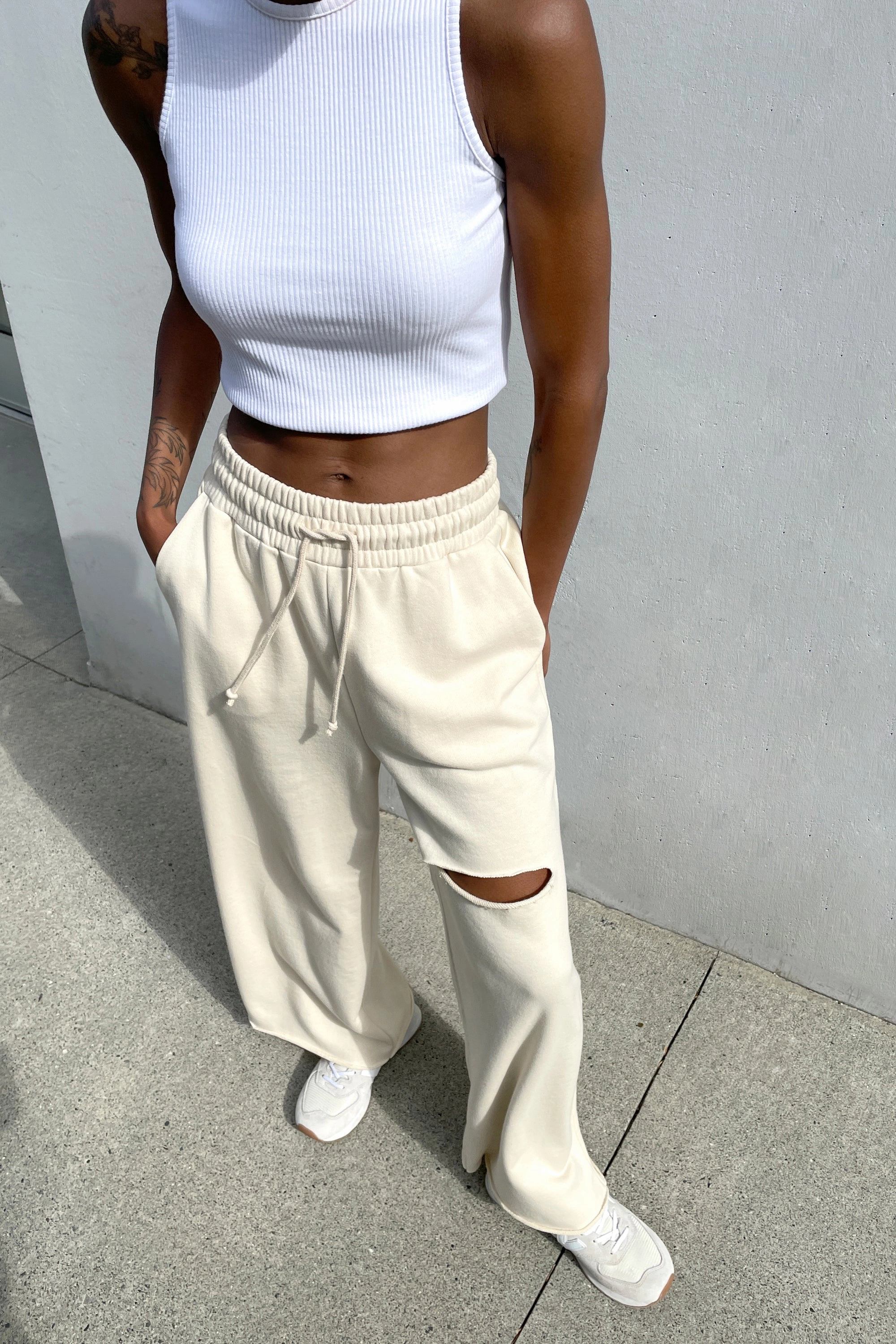 Cozy Touch RIPPED WIDE LEG PANT